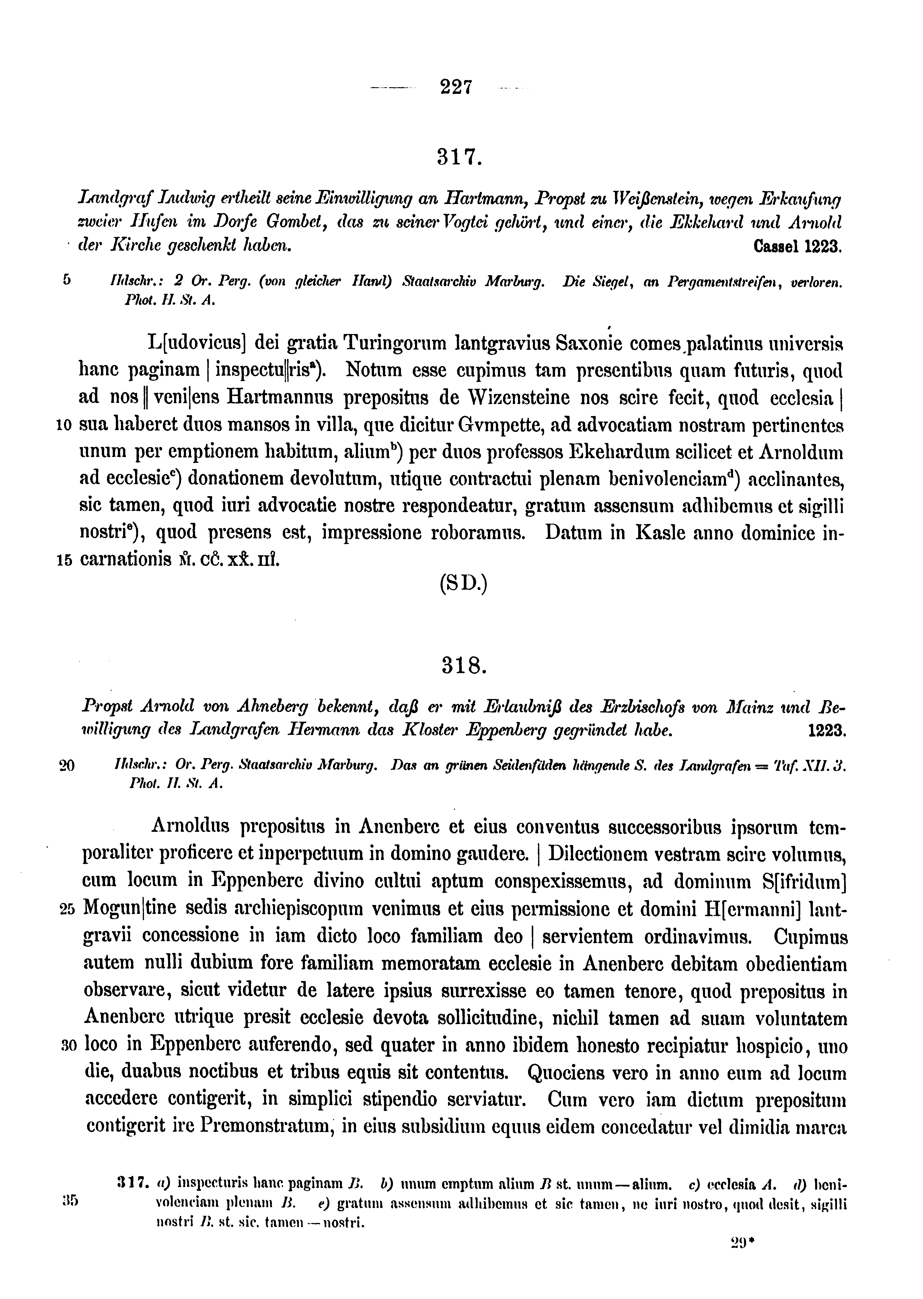 Historische Urkunde Seite 227 aus Band cds1a3