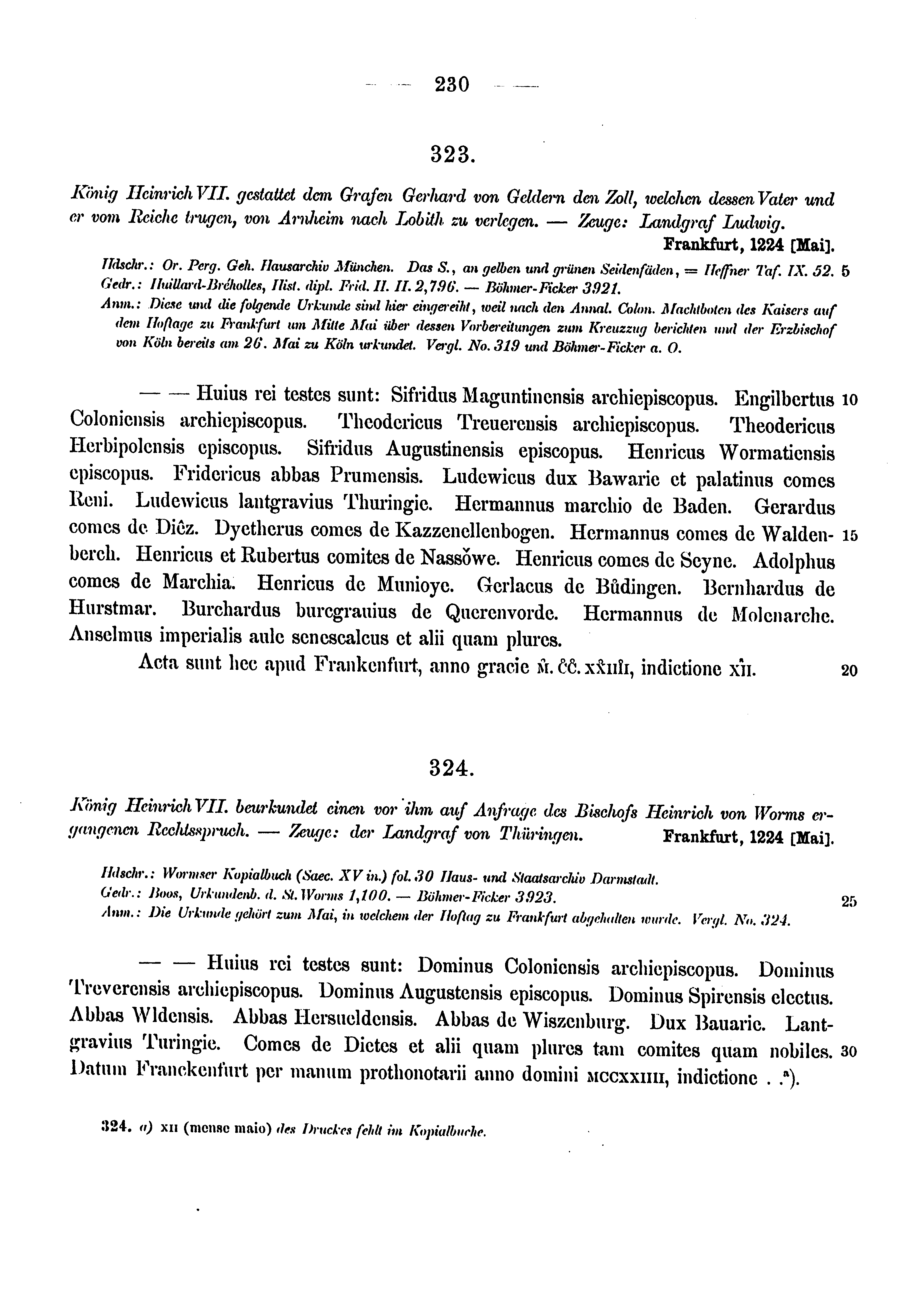 Historische Urkunde Seite 230 aus Band cds1a3