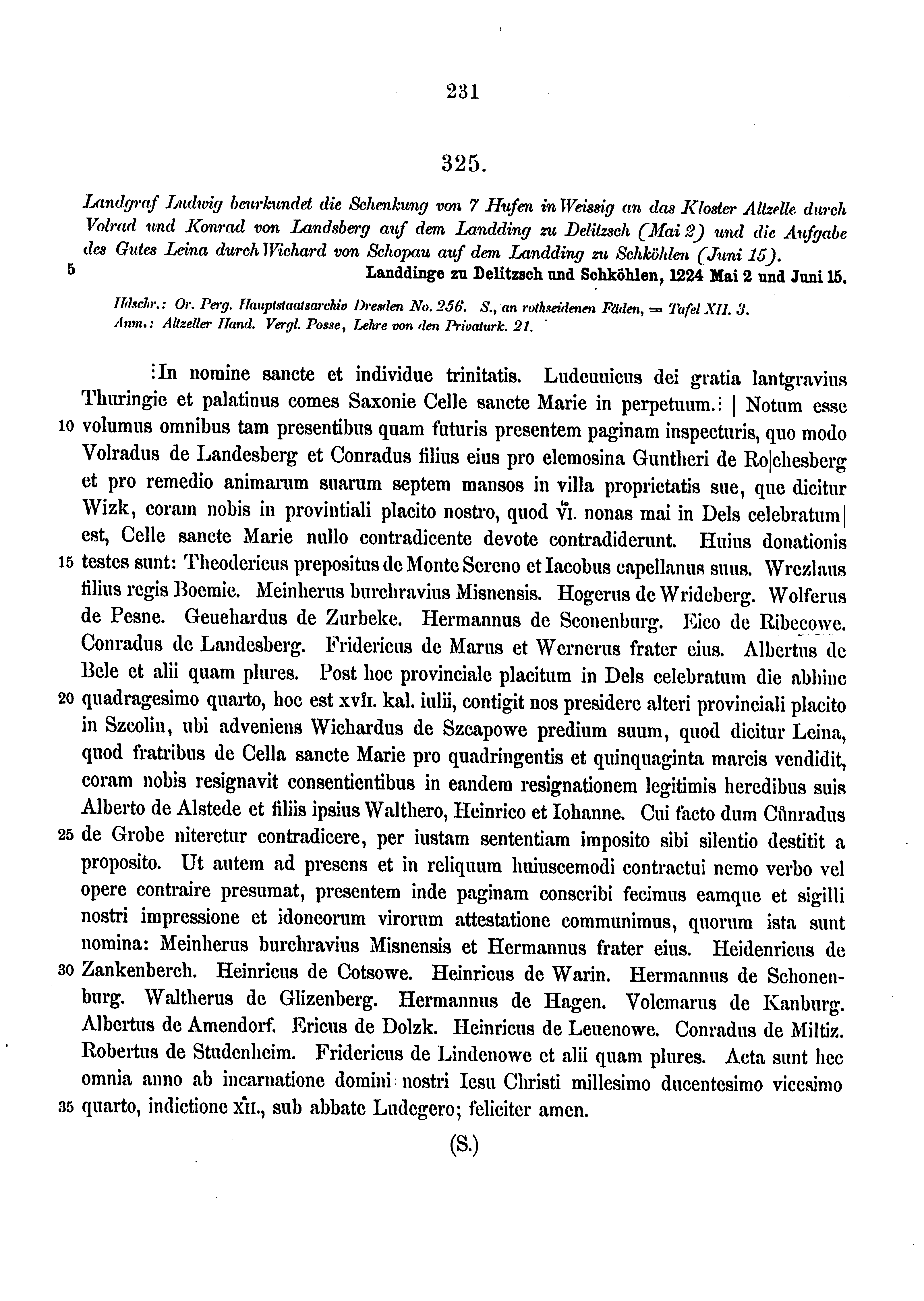 Historische Urkunde Seite 231 aus Band cds1a3