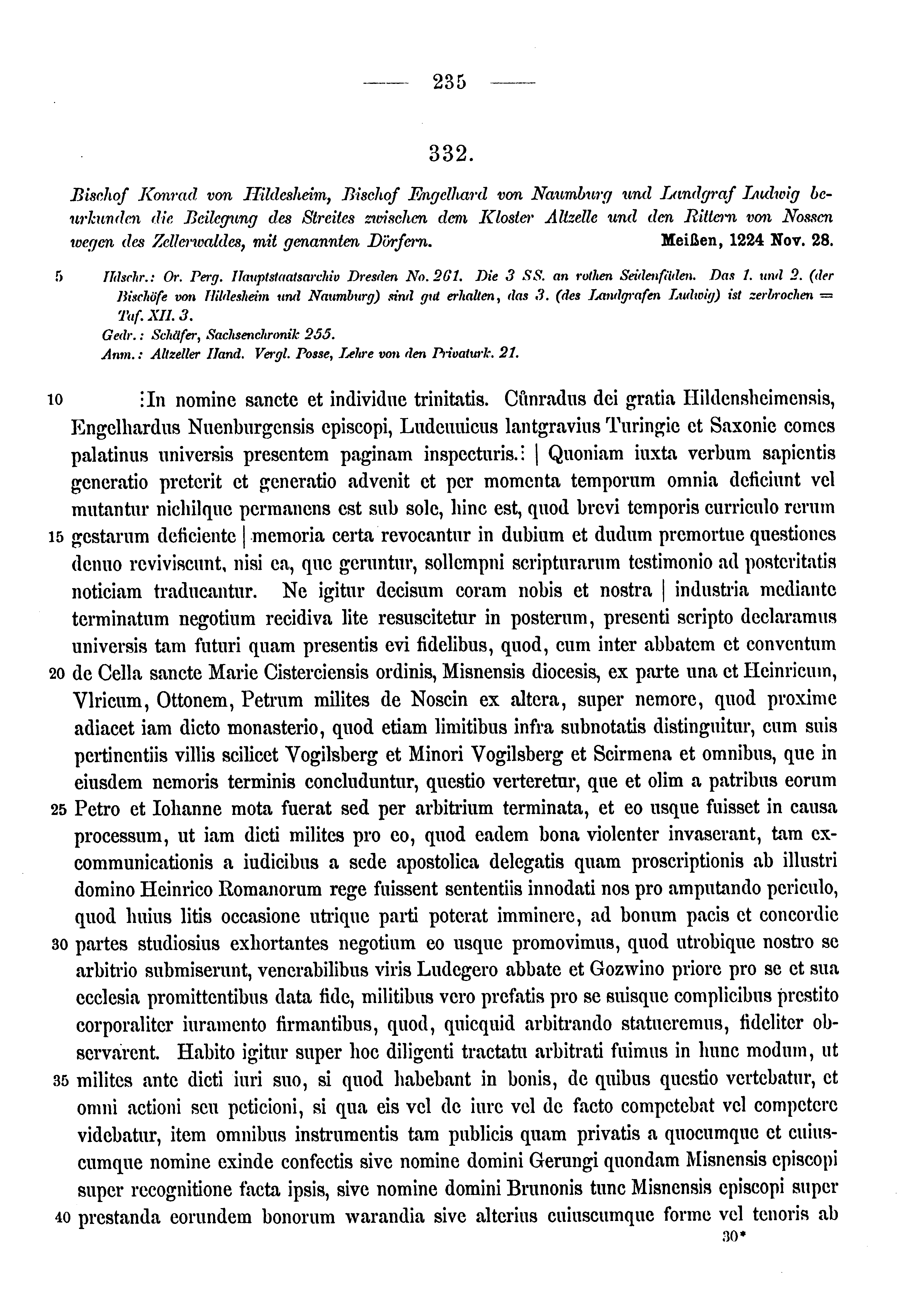 Historische Urkunde Seite 235 aus Band cds1a3