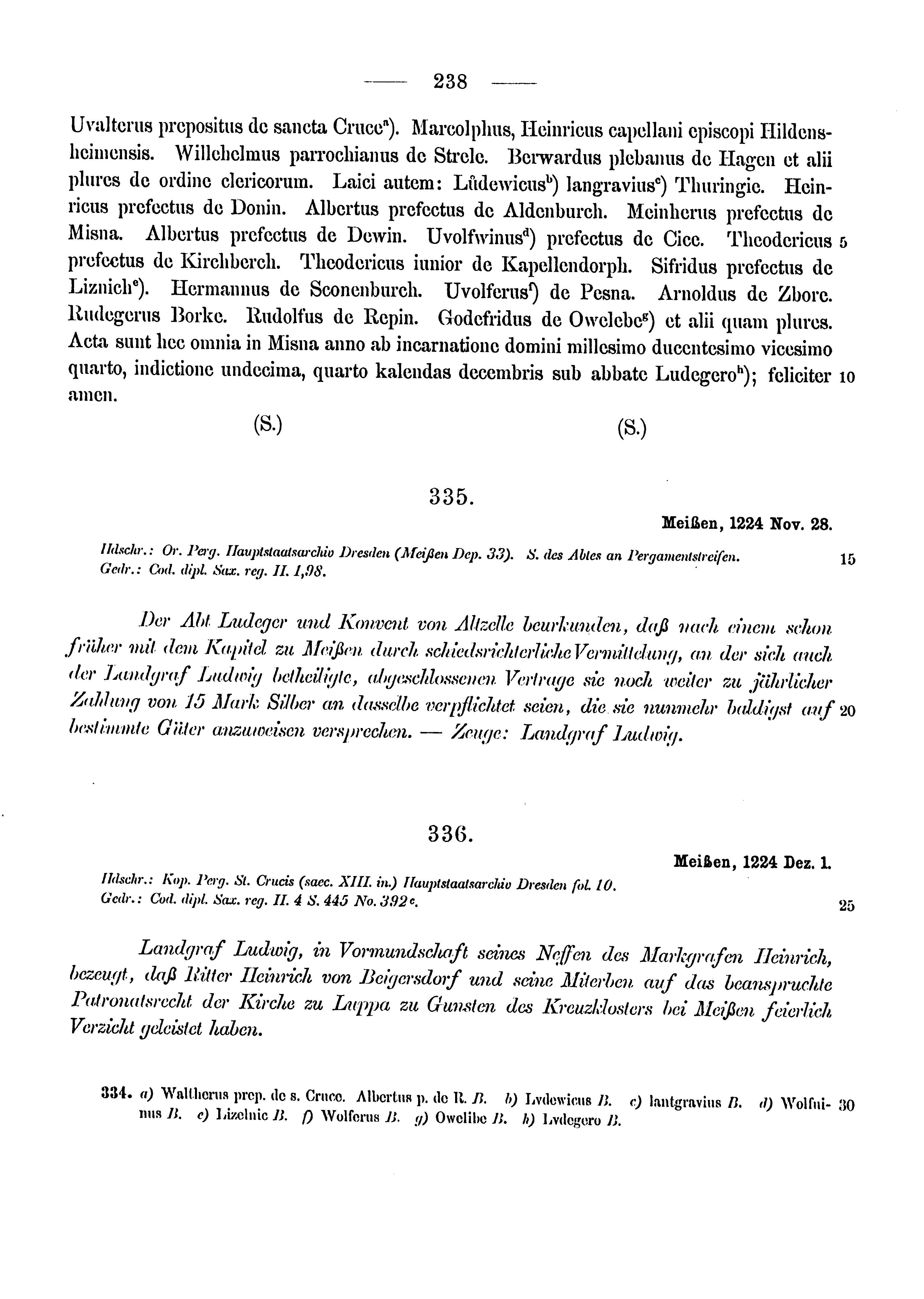 Historische Urkunde Seite 238 aus Band cds1a3