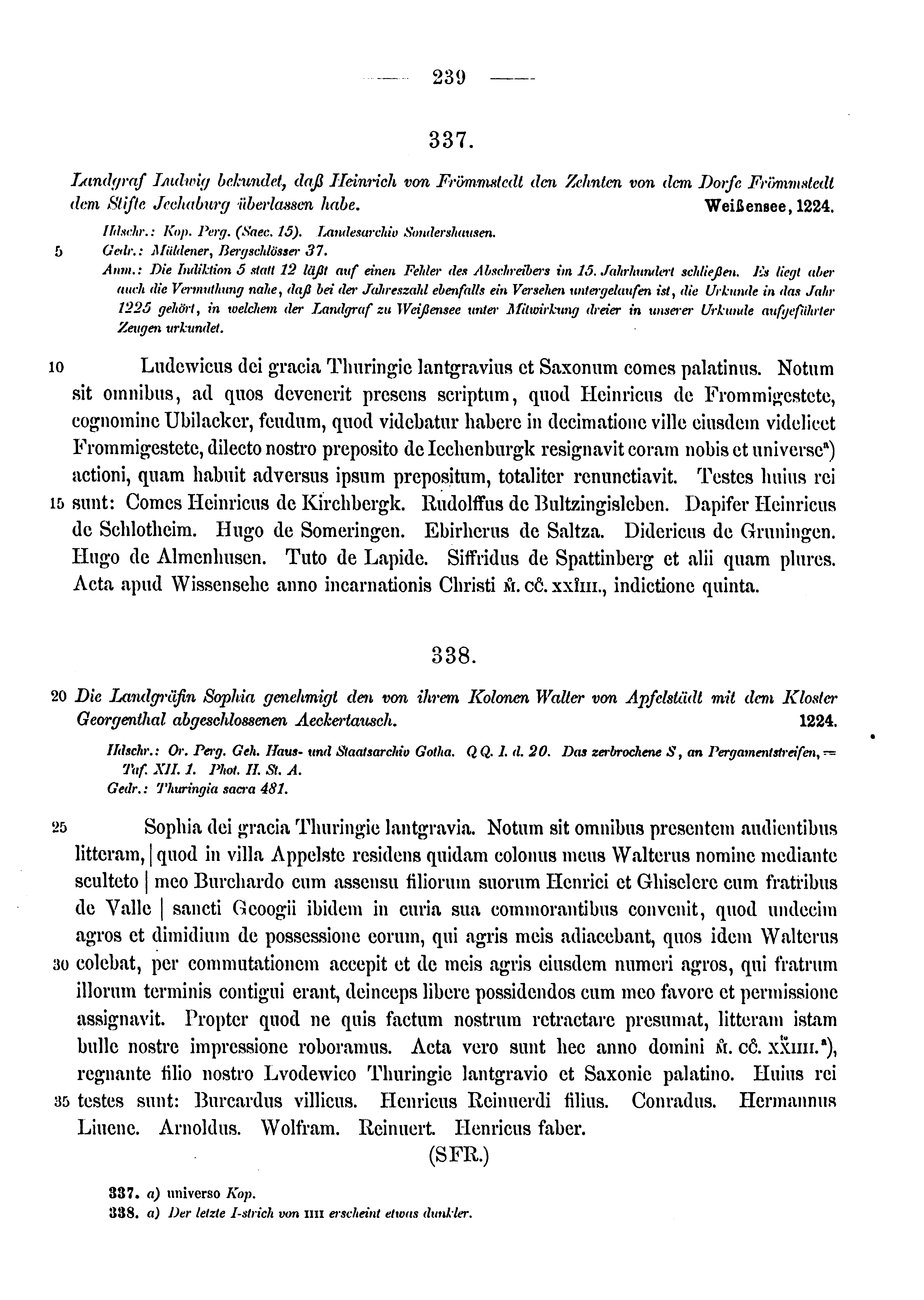 Historische Urkunde Seite 239 aus Band cds1a3