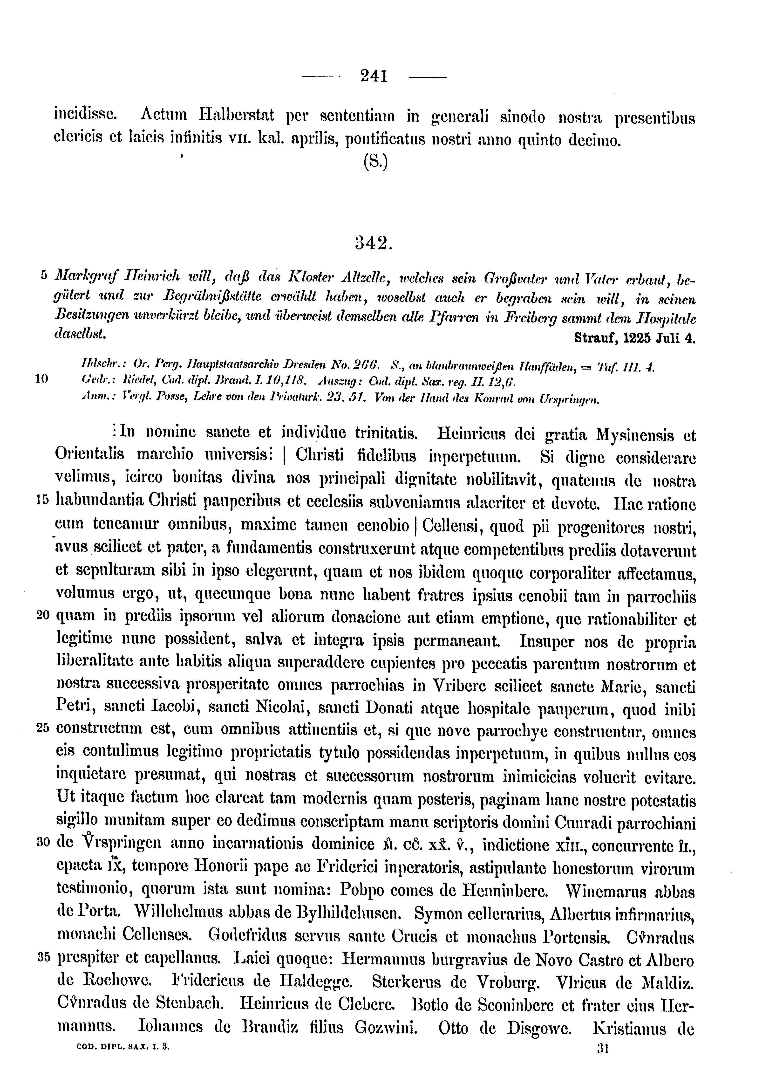 Historische Urkunde Seite 241 aus Band cds1a3
