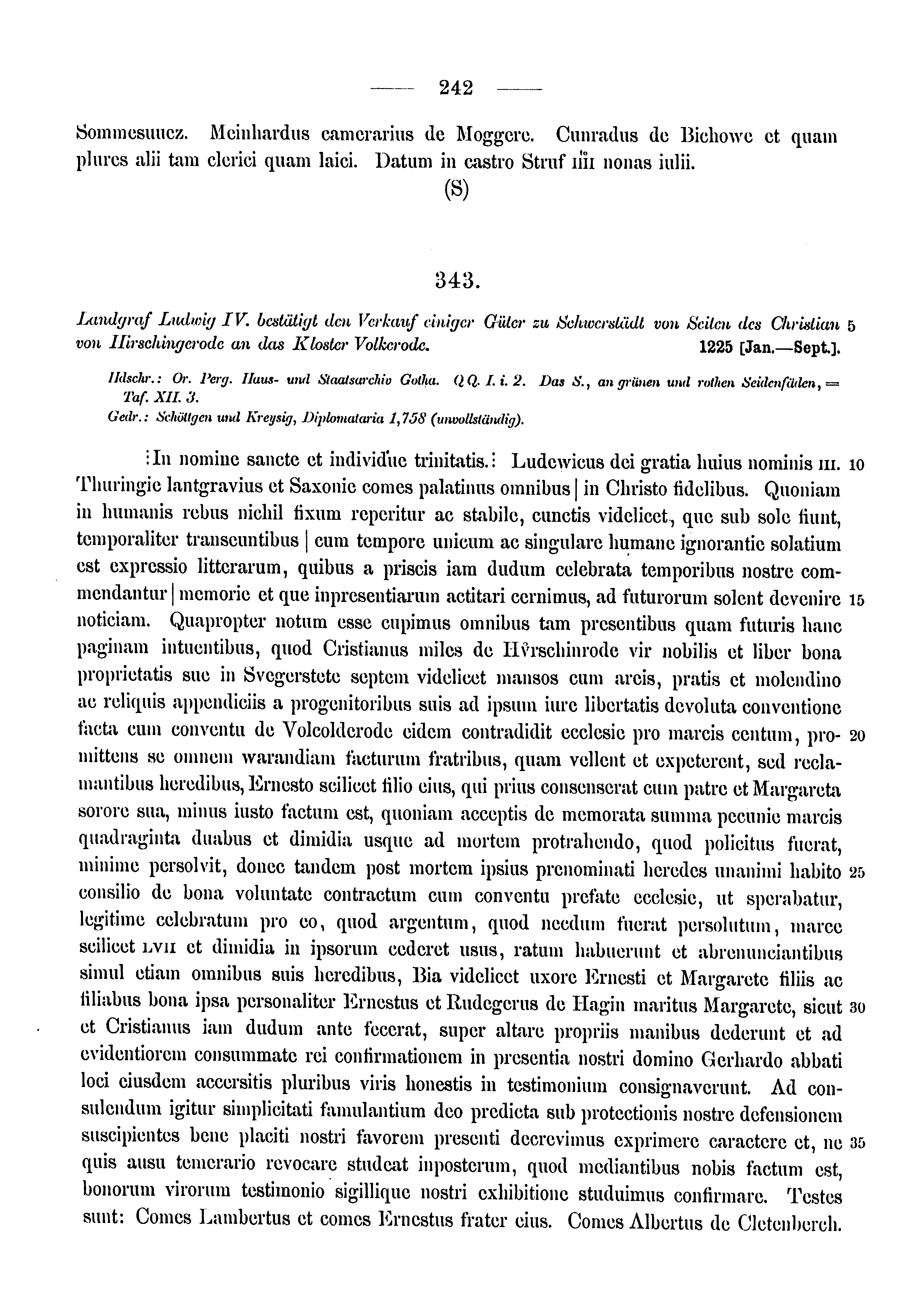 Historische Urkunde Seite 242 aus Band cds1a3