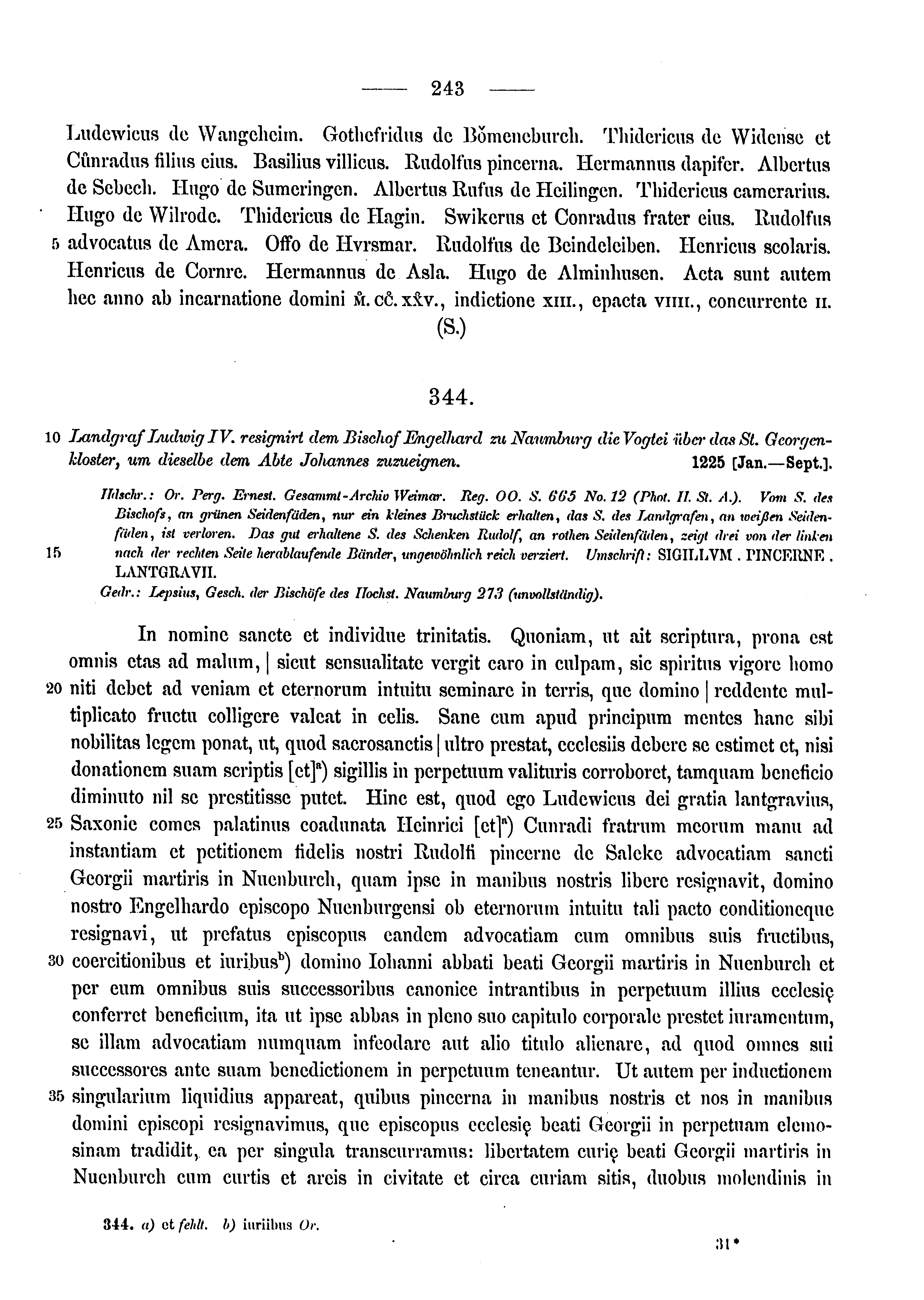 Historische Urkunde Seite 243 aus Band cds1a3