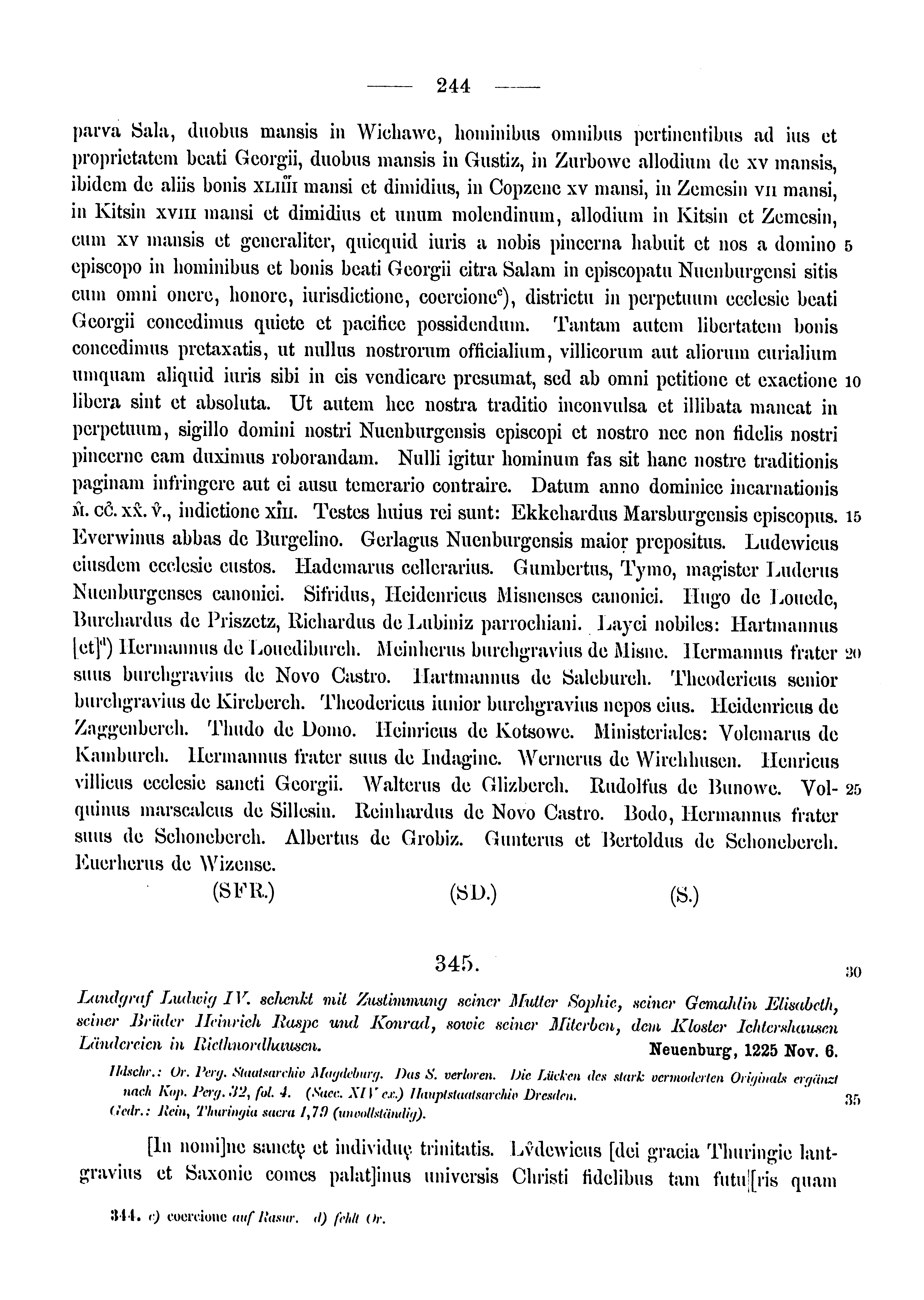 Historische Urkunde Seite 244 aus Band cds1a3