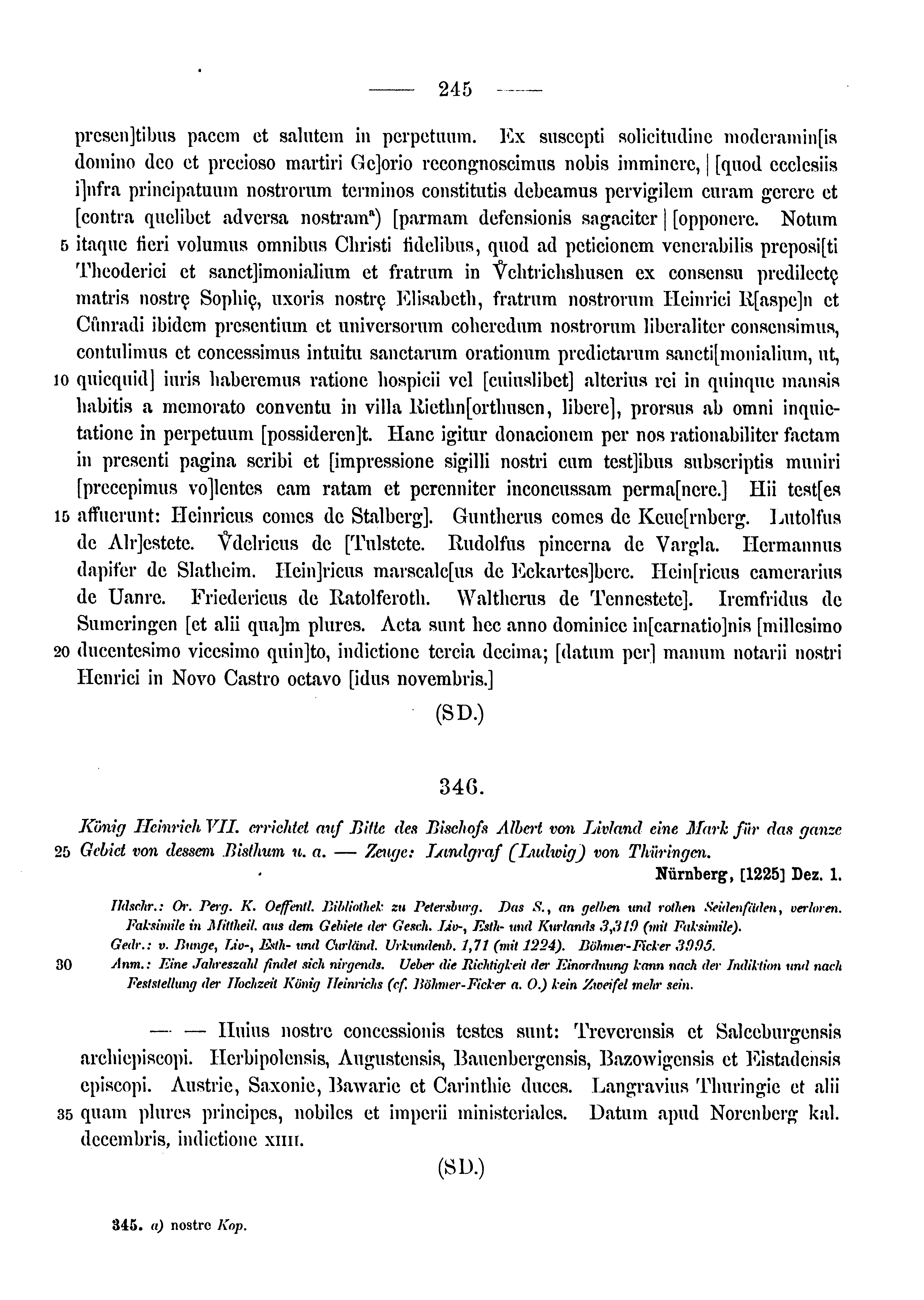 Historische Urkunde Seite 245 aus Band cds1a3