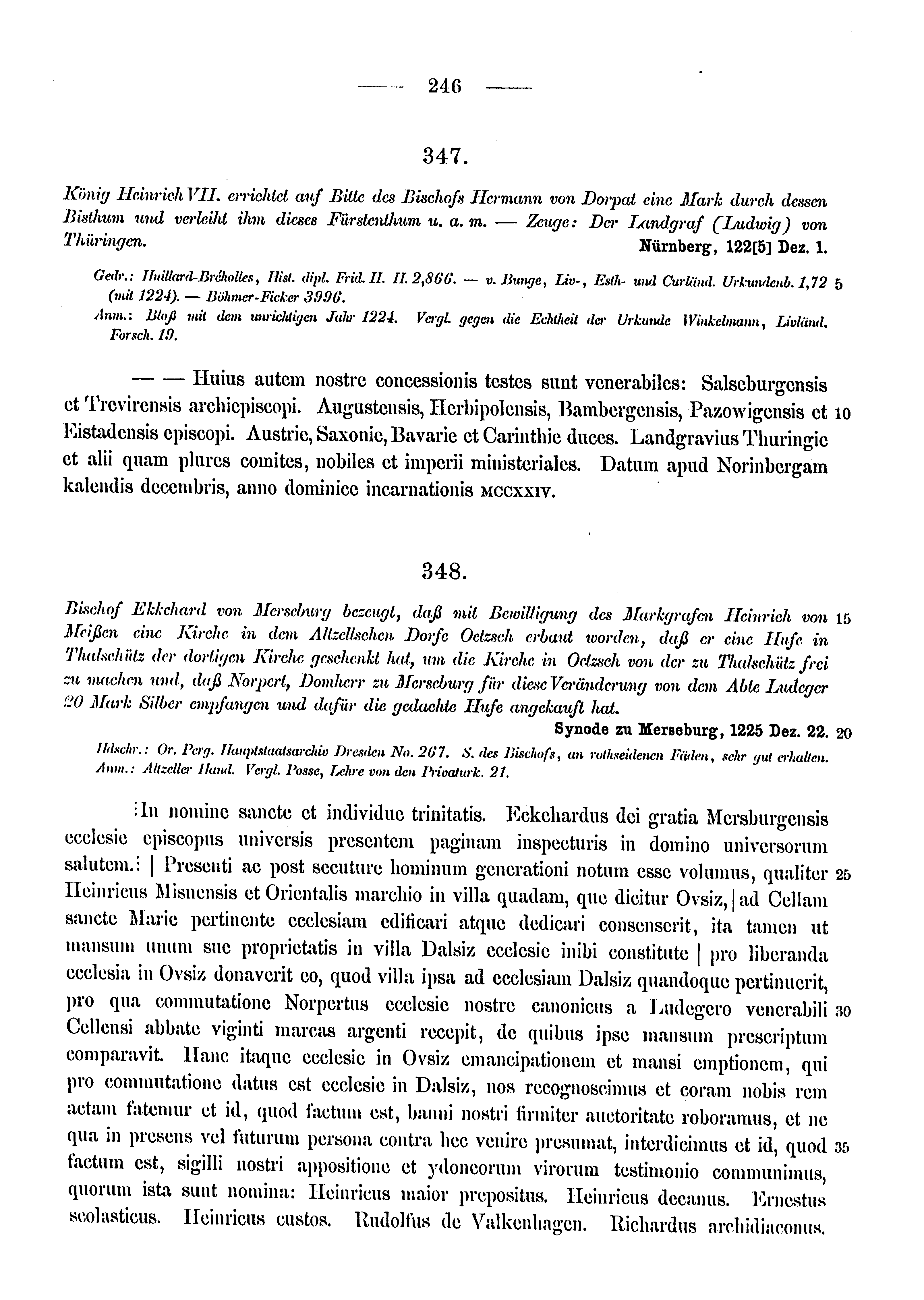Historische Urkunde Seite 246 aus Band cds1a3
