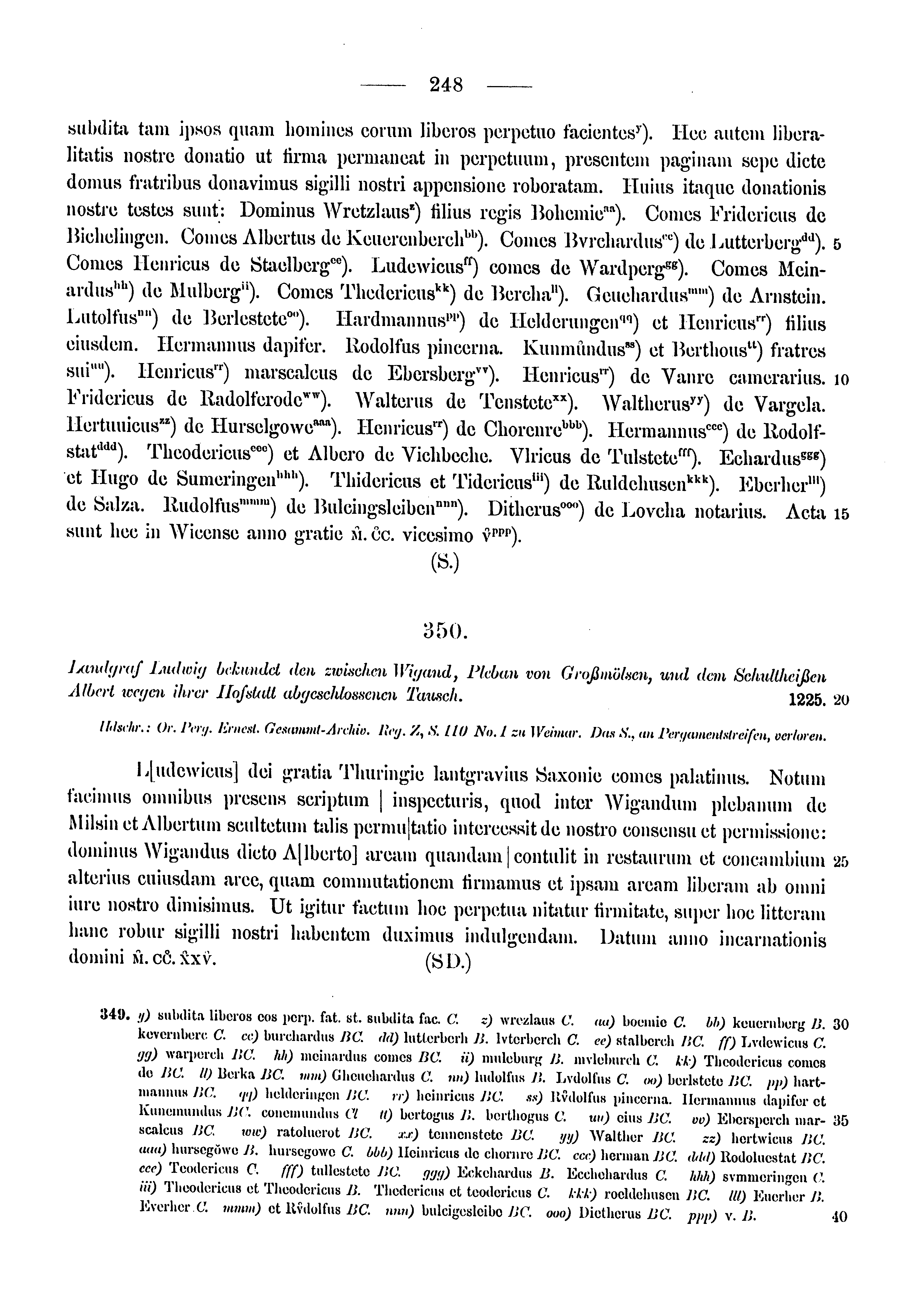 Historische Urkunde Seite 248 aus Band cds1a3