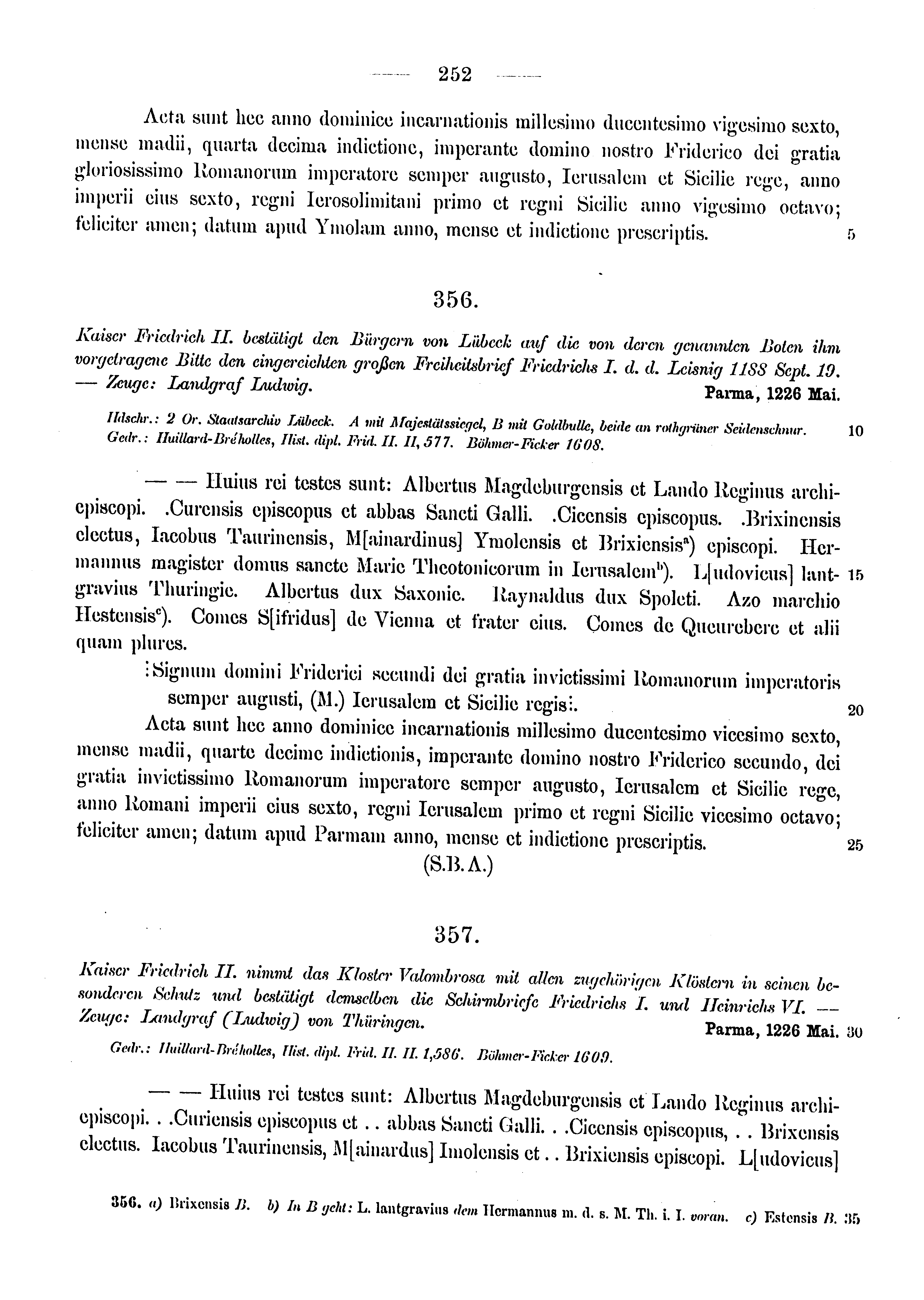 Historische Urkunde Seite 252 aus Band cds1a3