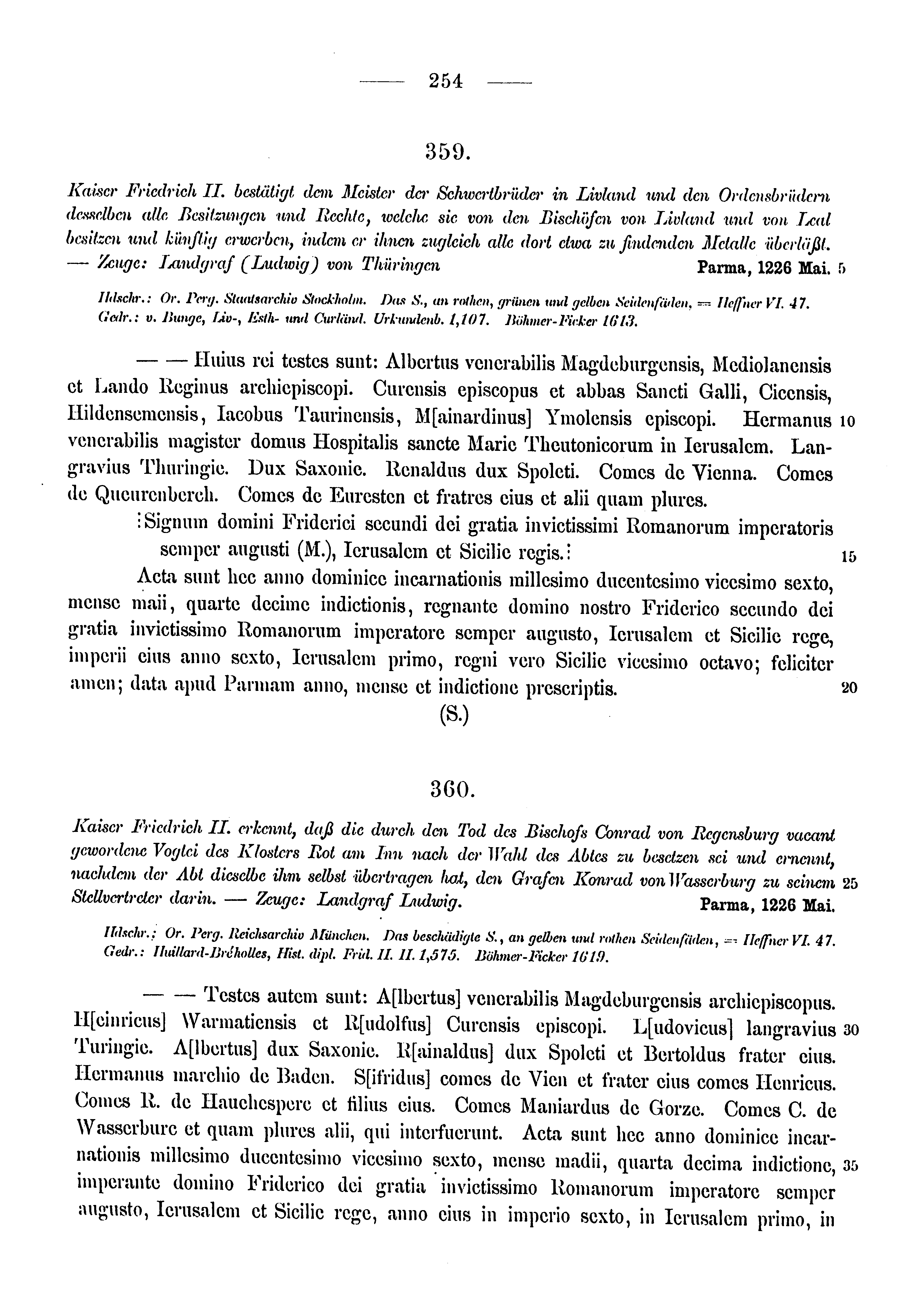 Historische Urkunde Seite 254 aus Band cds1a3