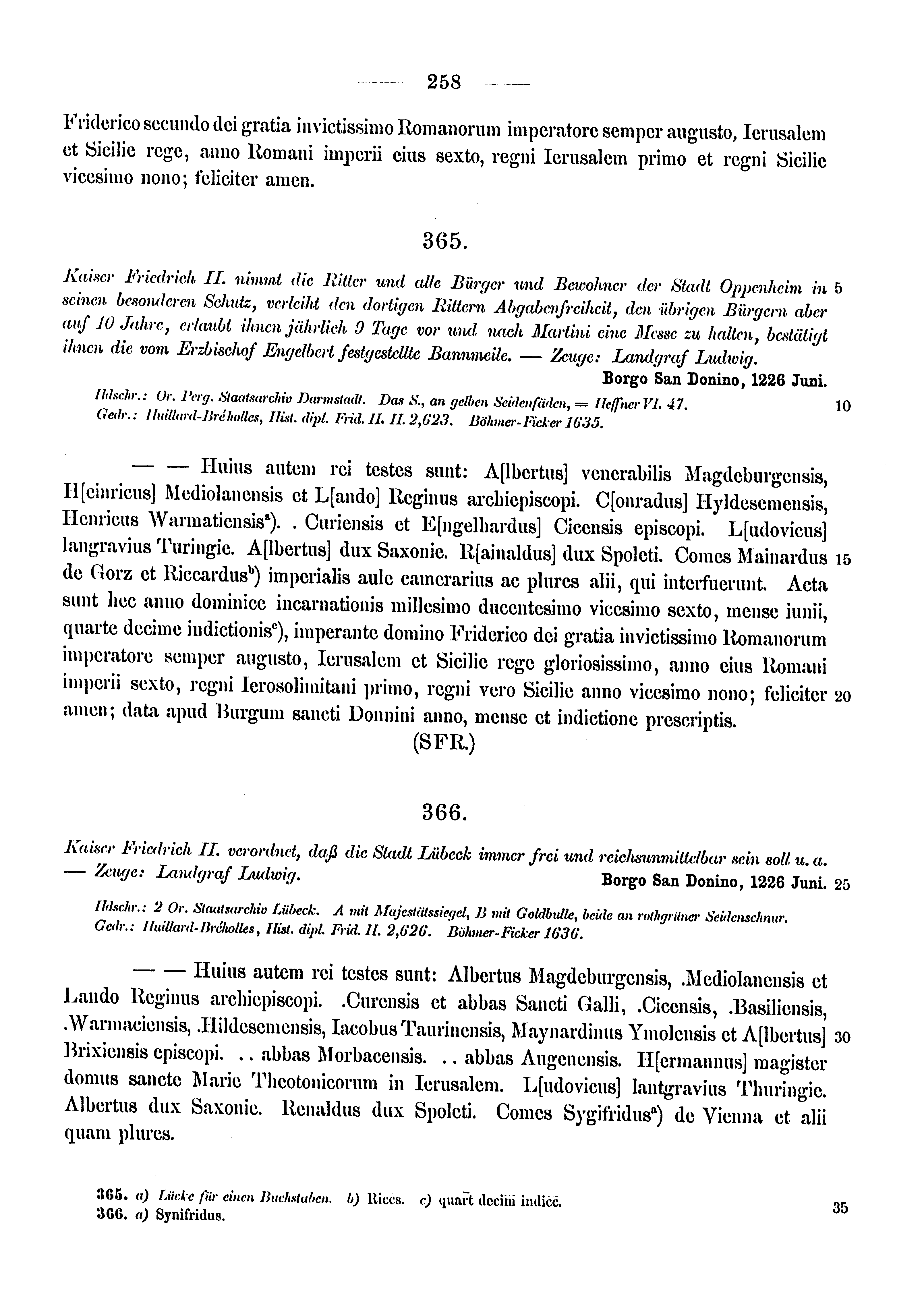 Historische Urkunde Seite 258 aus Band cds1a3