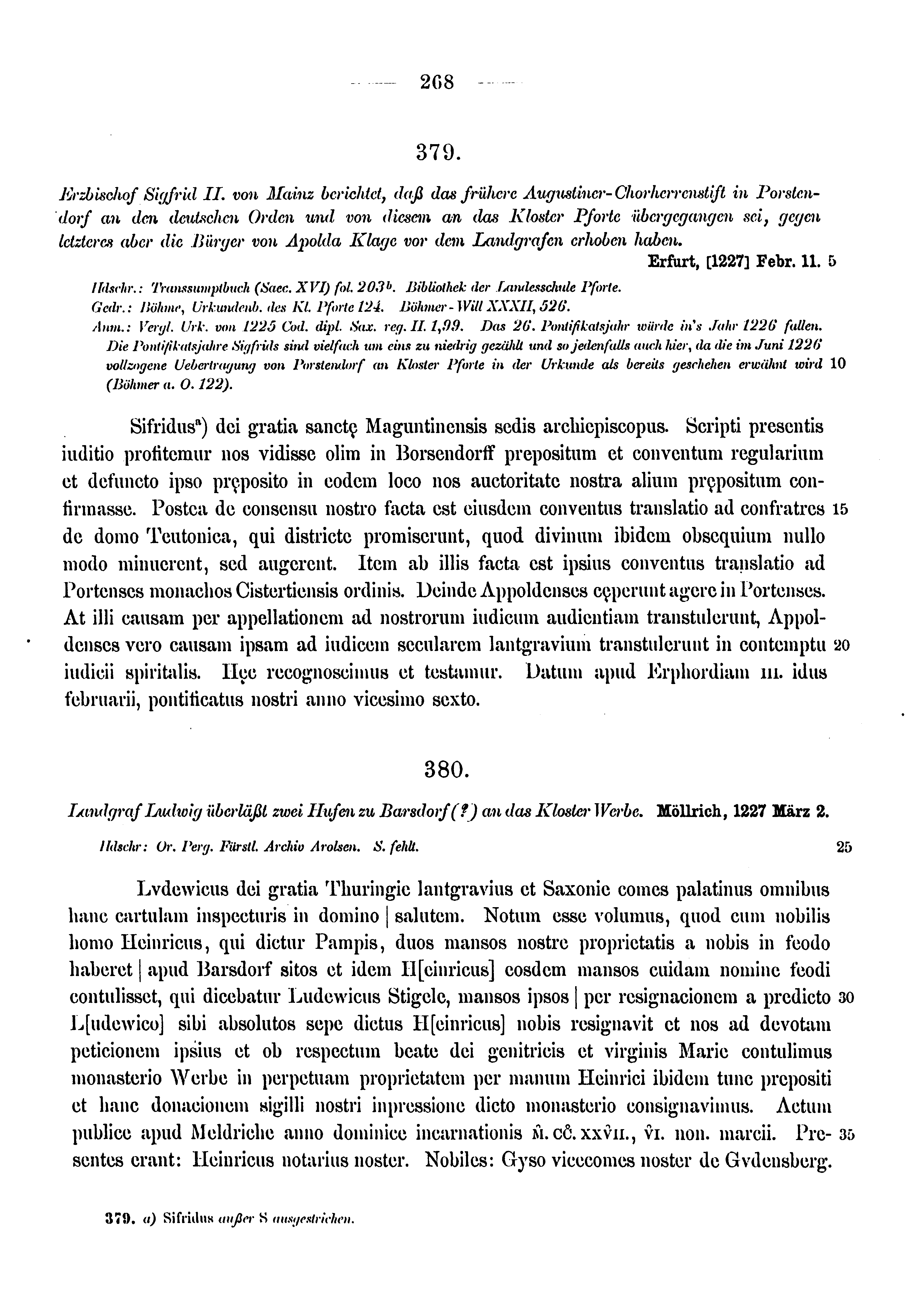 Historische Urkunde Seite 268 aus Band cds1a3