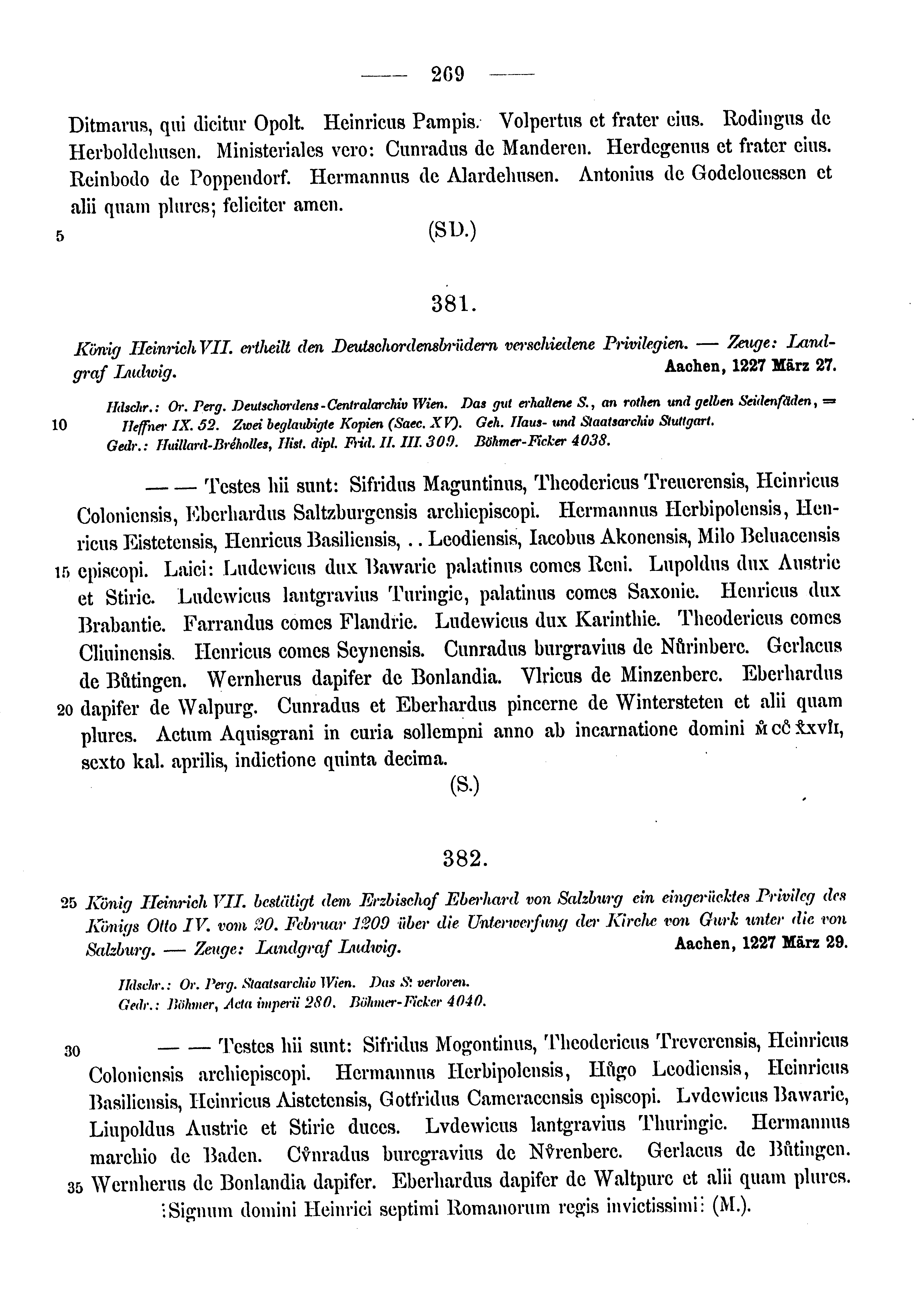 Historische Urkunde Seite 269 aus Band cds1a3