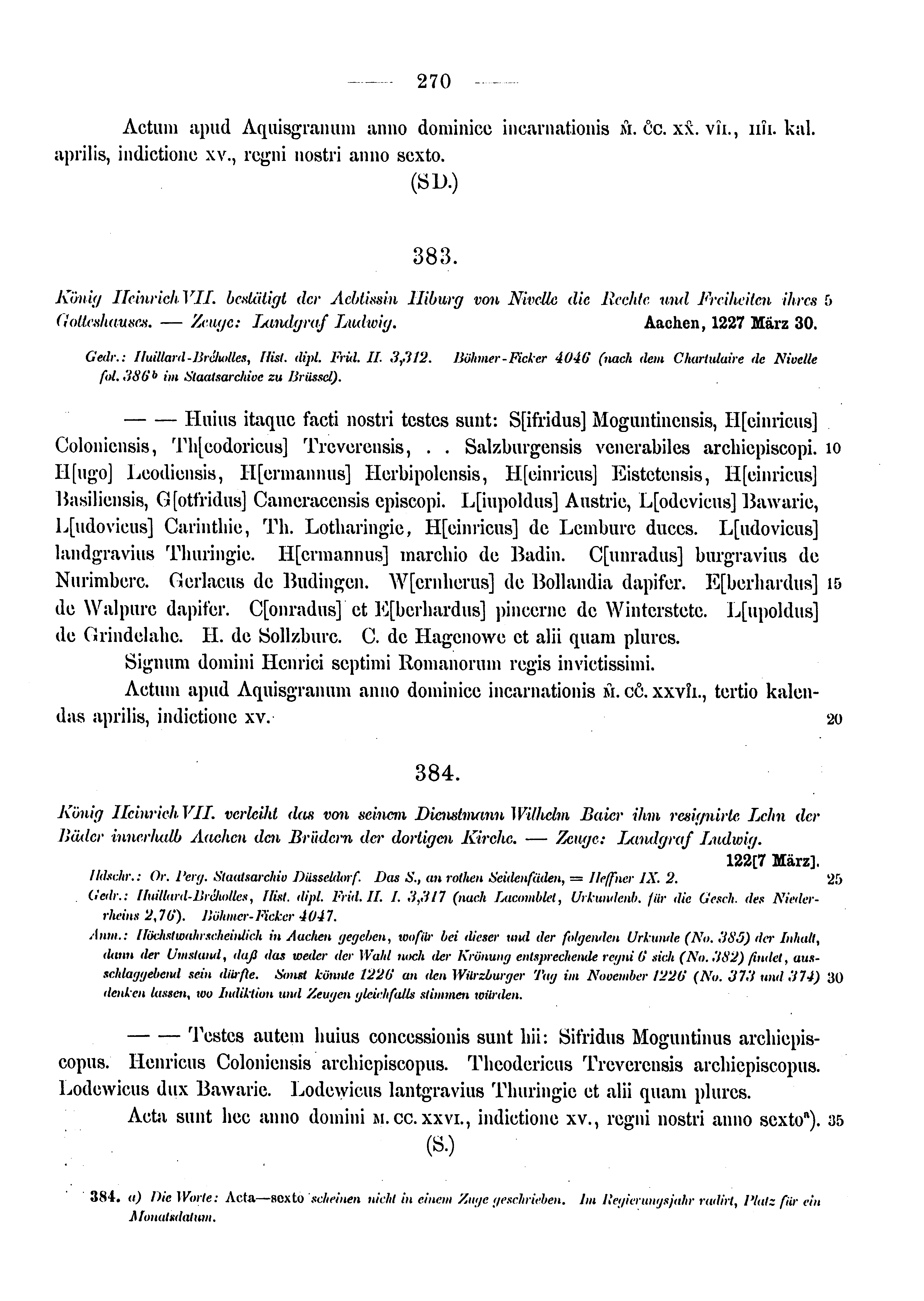 Historische Urkunde Seite 270 aus Band cds1a3