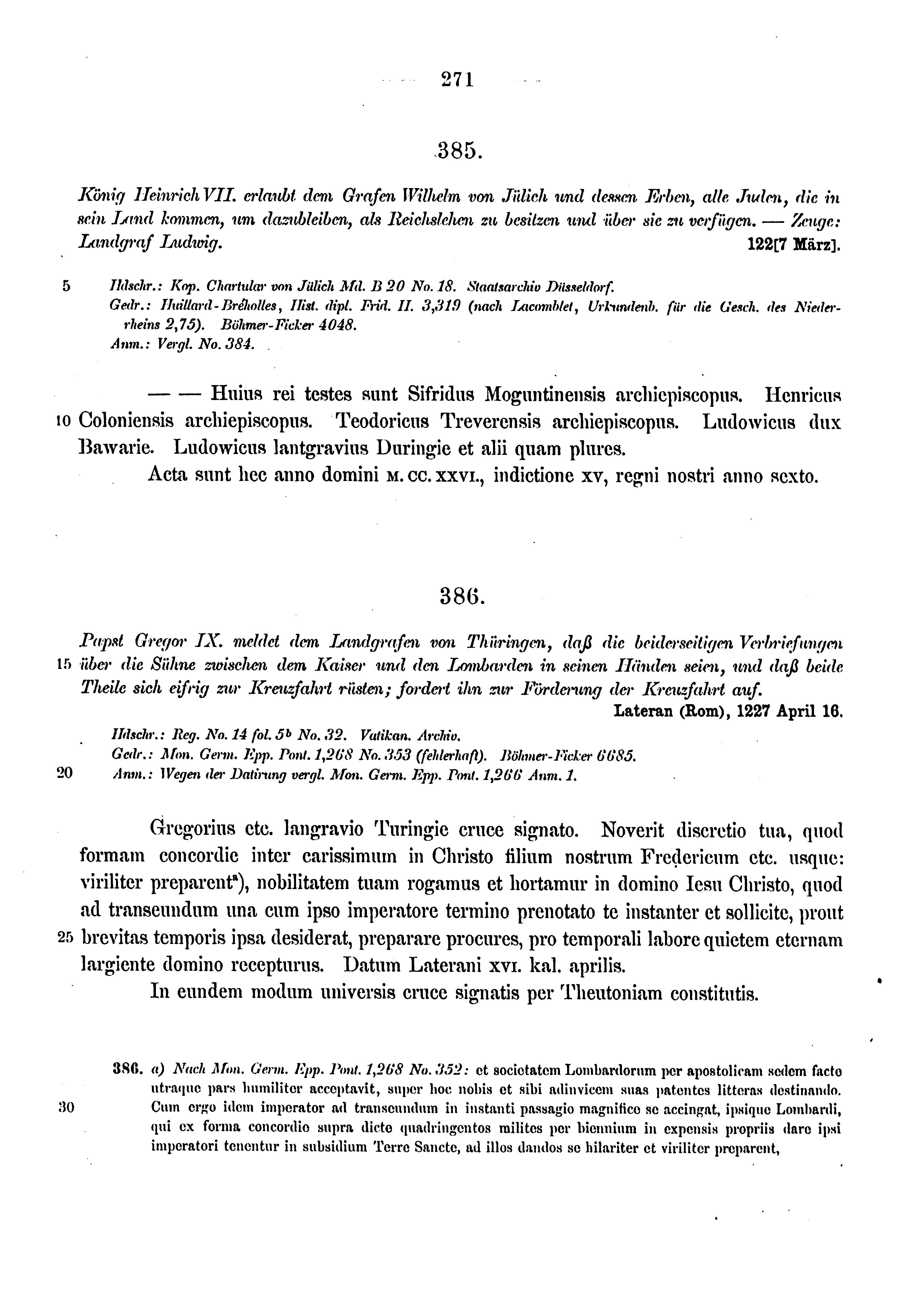 Historische Urkunde Seite 271 aus Band cds1a3