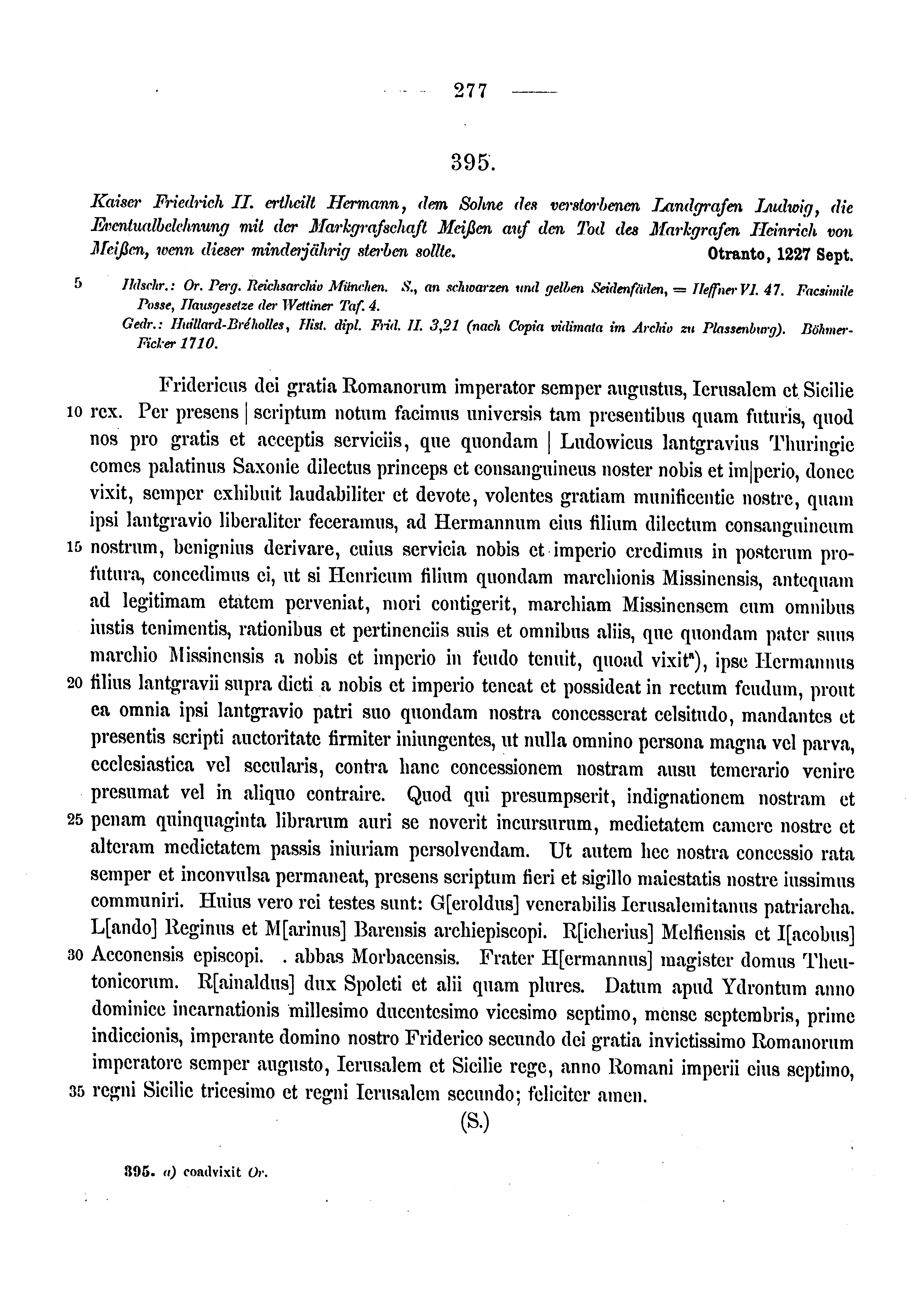 Historische Urkunde Seite 277 aus Band cds1a3