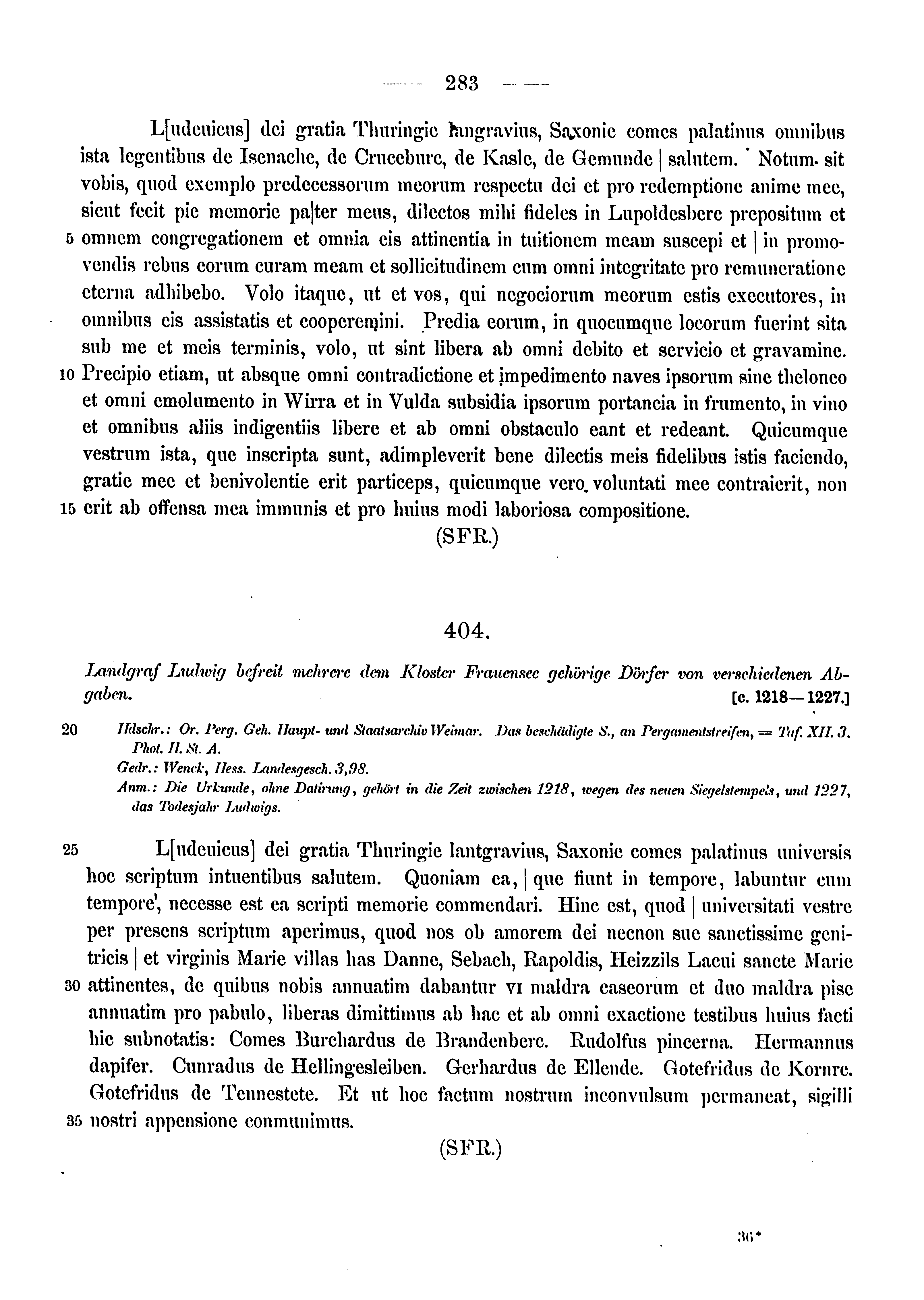 Historische Urkunde Seite 283 aus Band cds1a3