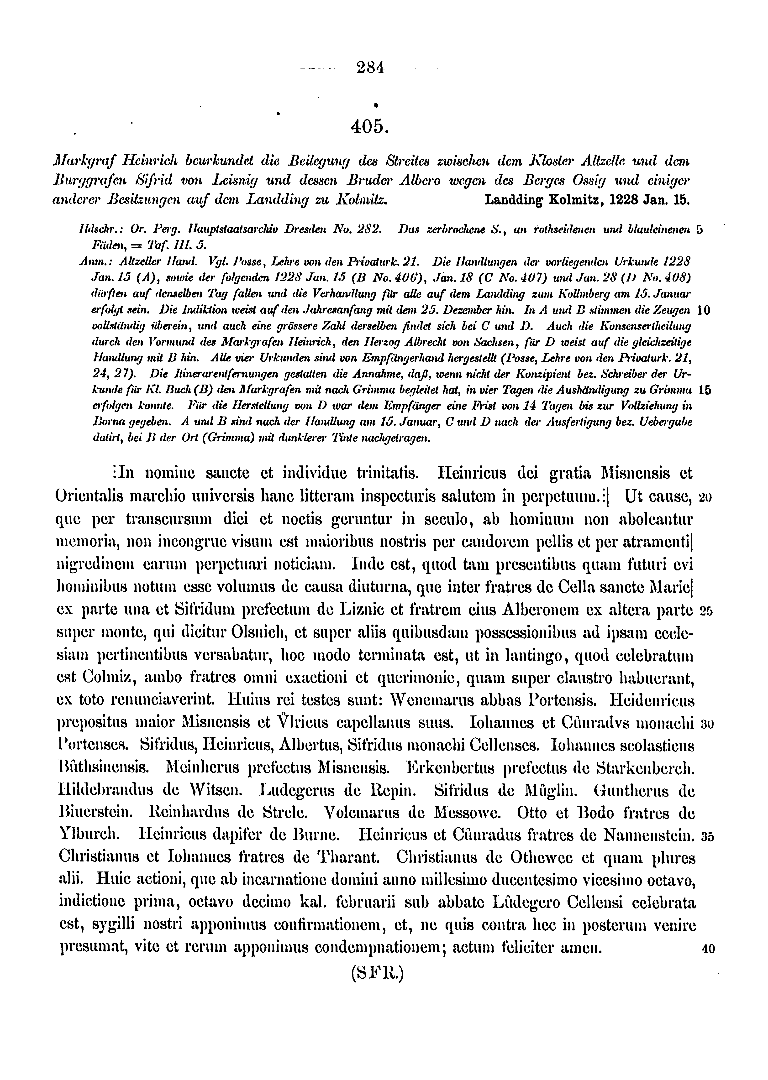Historische Urkunde Seite 284 aus Band cds1a3