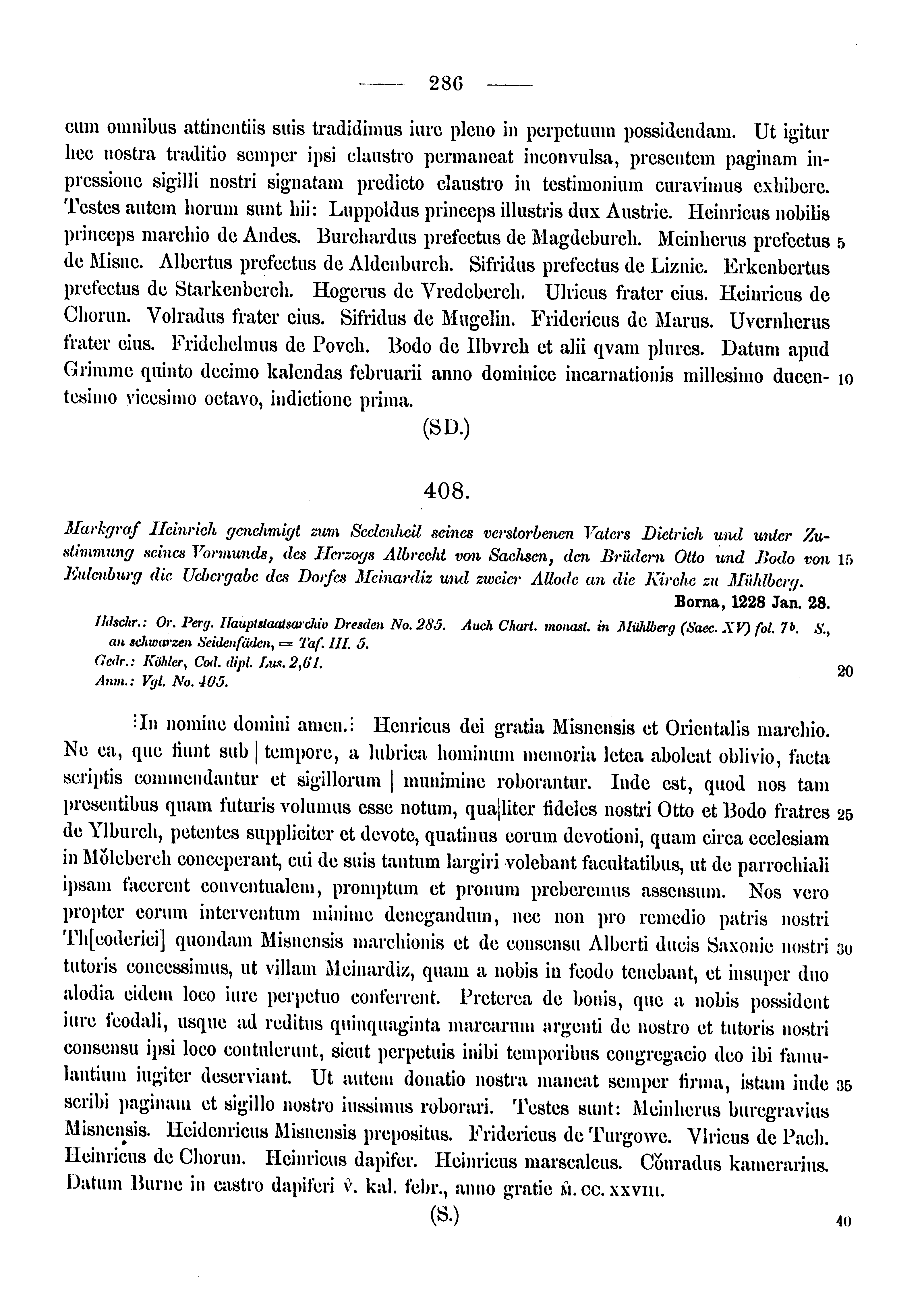 Historische Urkunde Seite 286 aus Band cds1a3