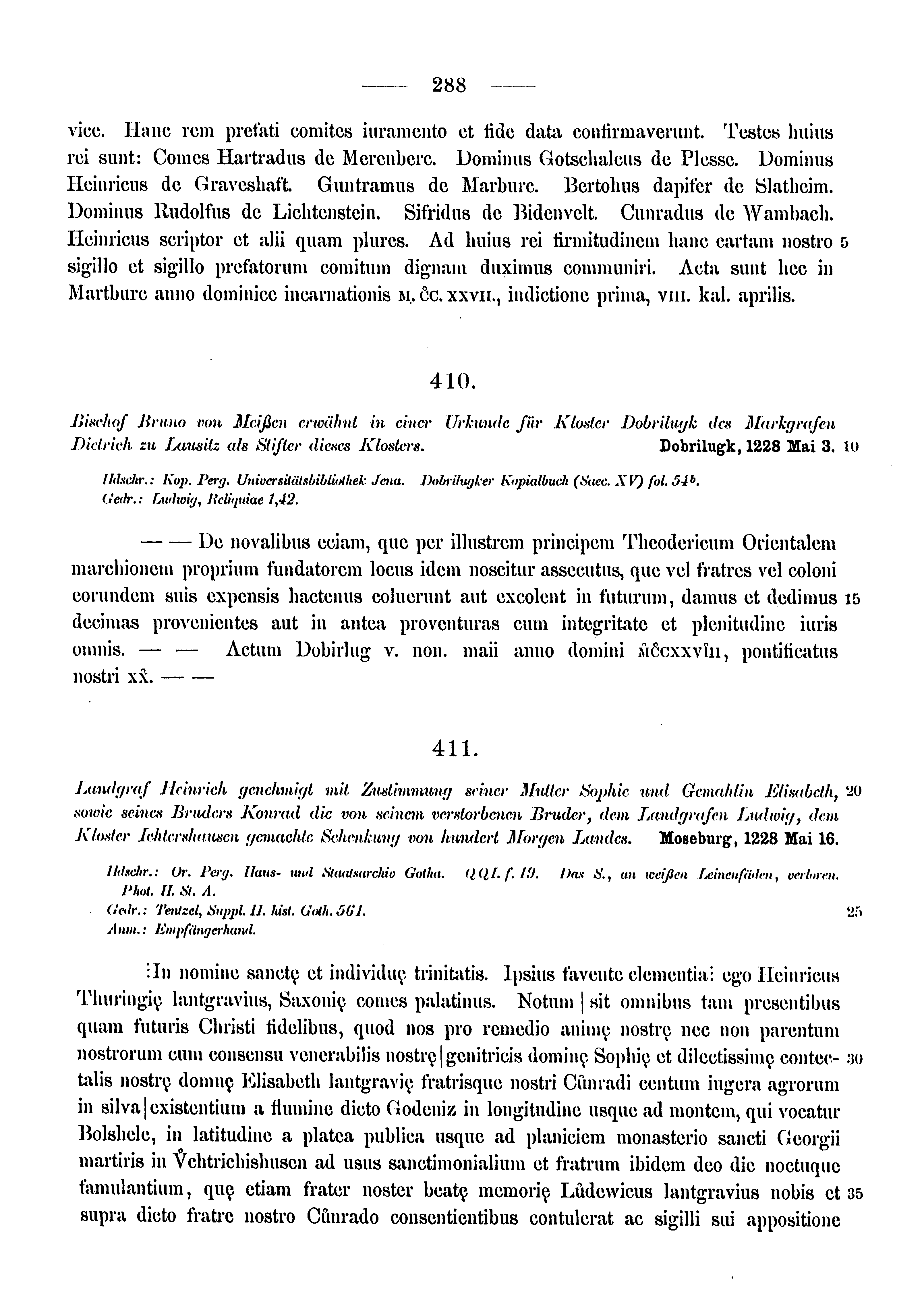 Historische Urkunde Seite 288 aus Band cds1a3