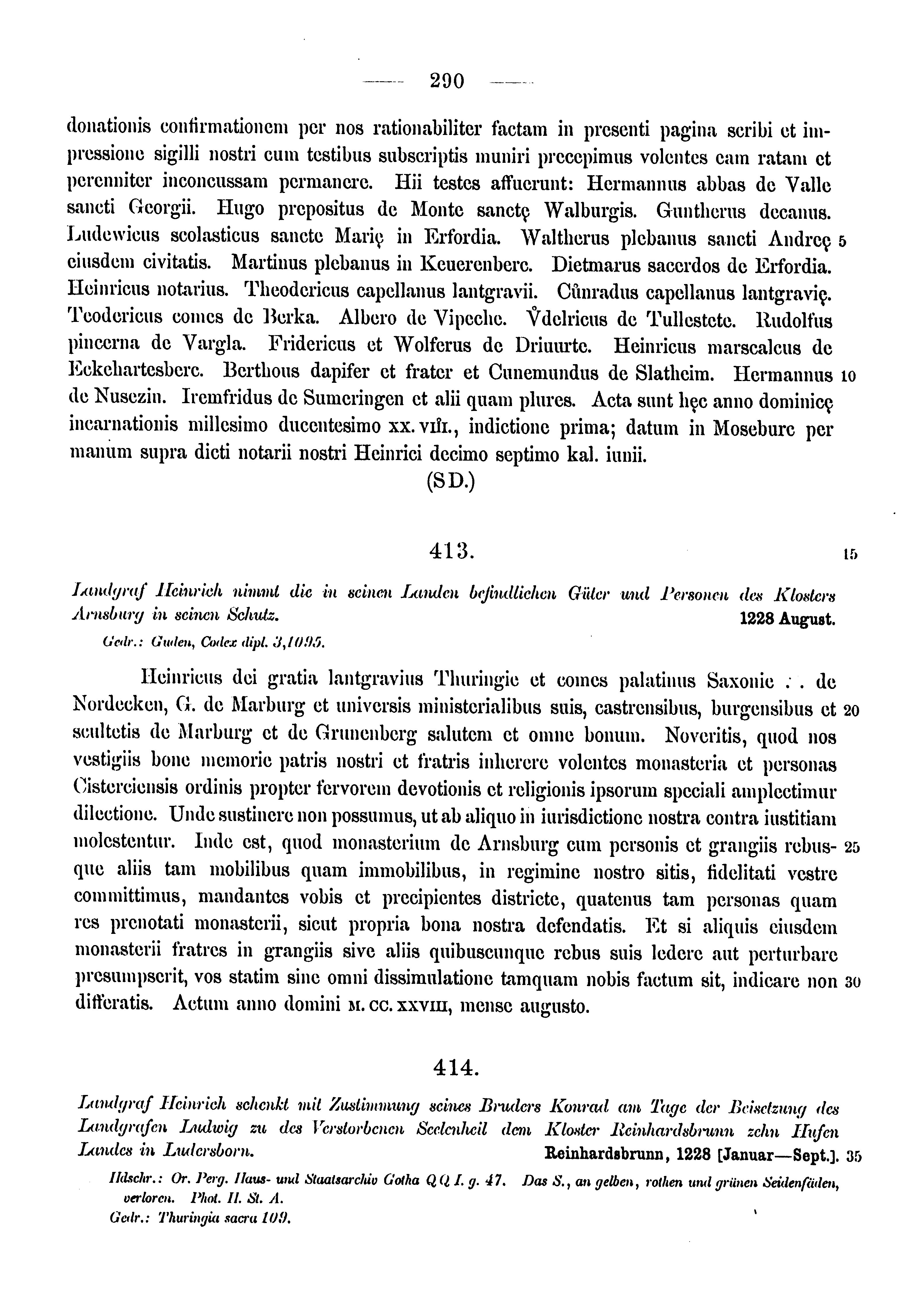 Historische Urkunde Seite 290 aus Band cds1a3