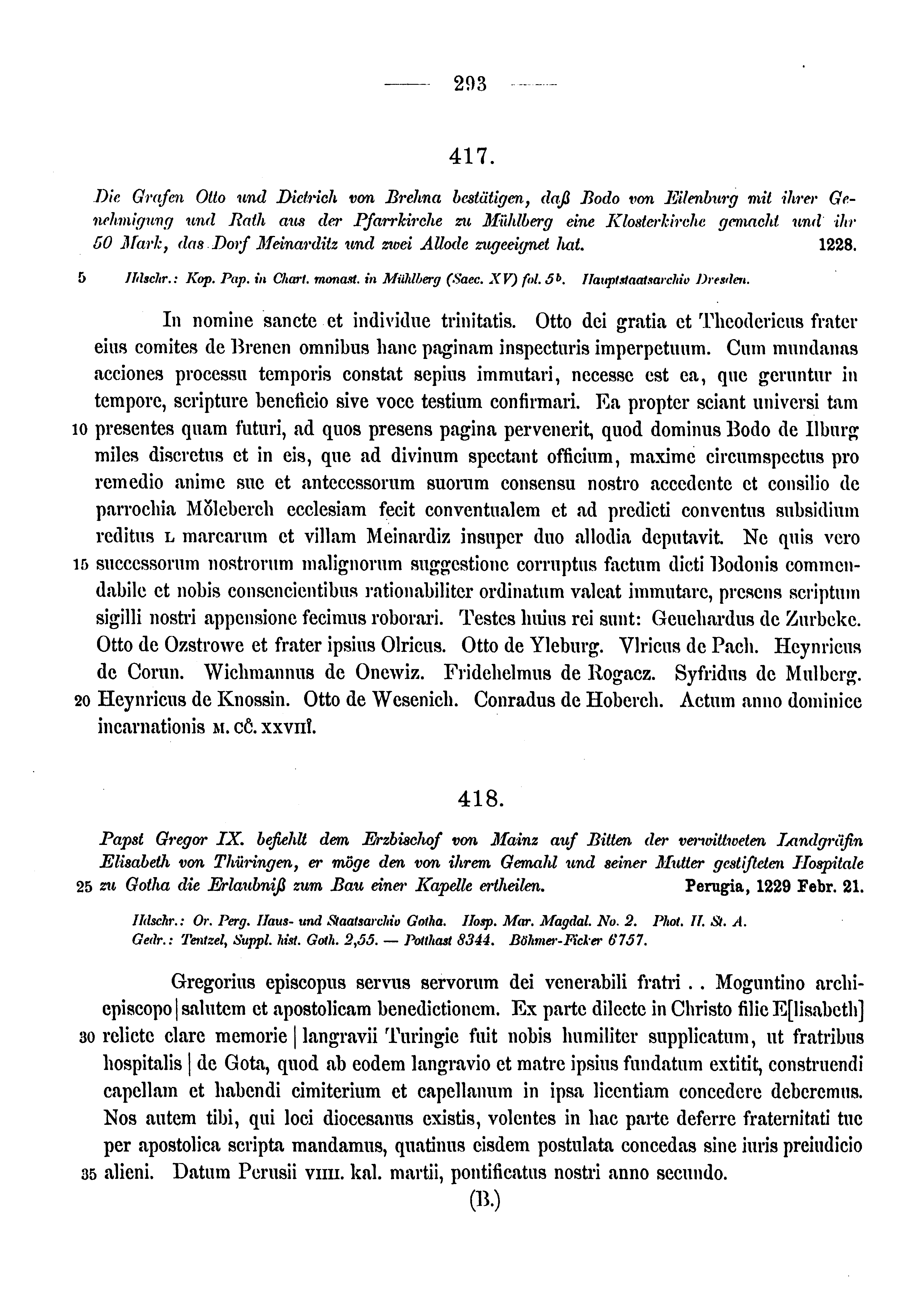 Historische Urkunde Seite 293 aus Band cds1a3