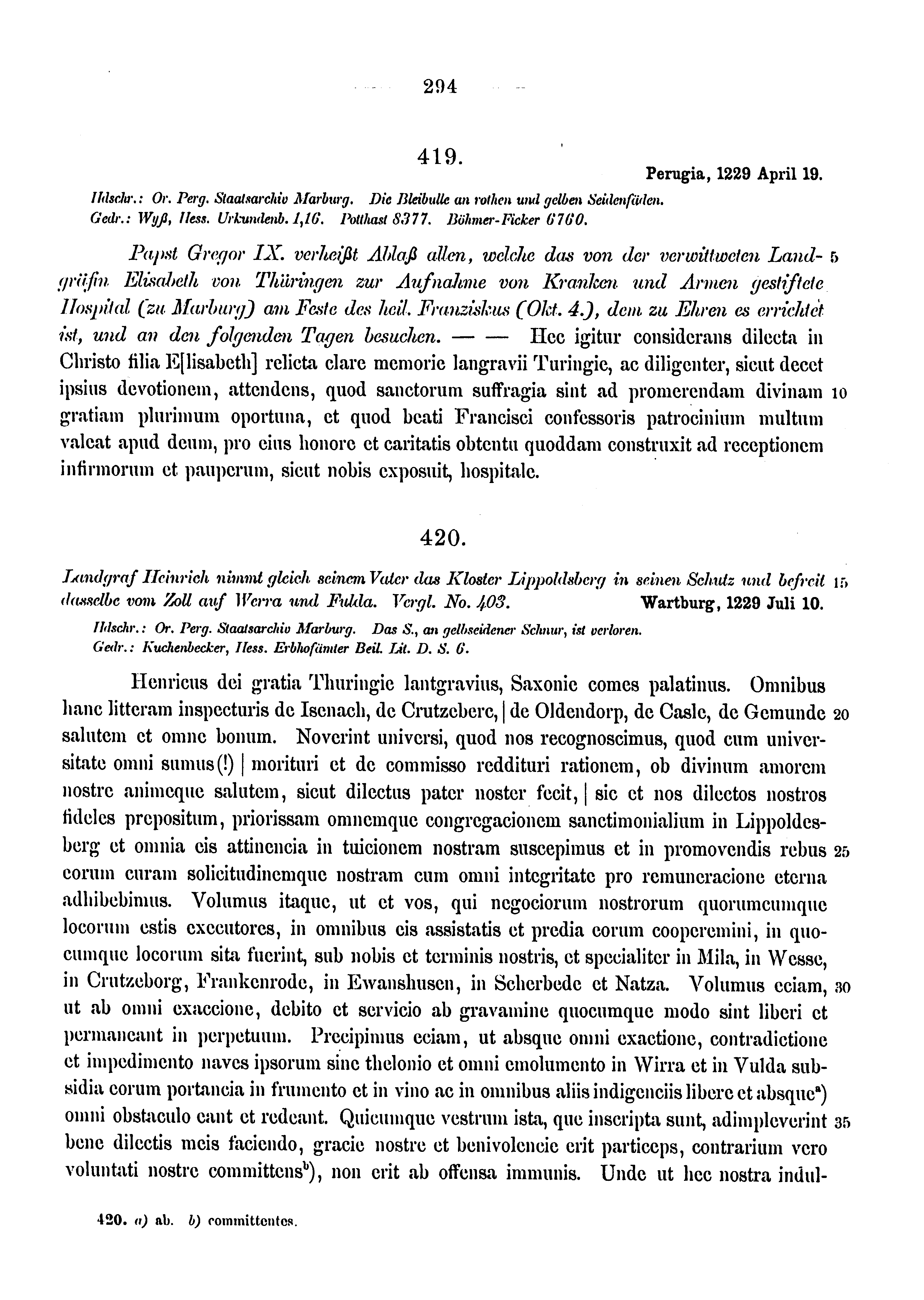 Historische Urkunde Seite 294 aus Band cds1a3