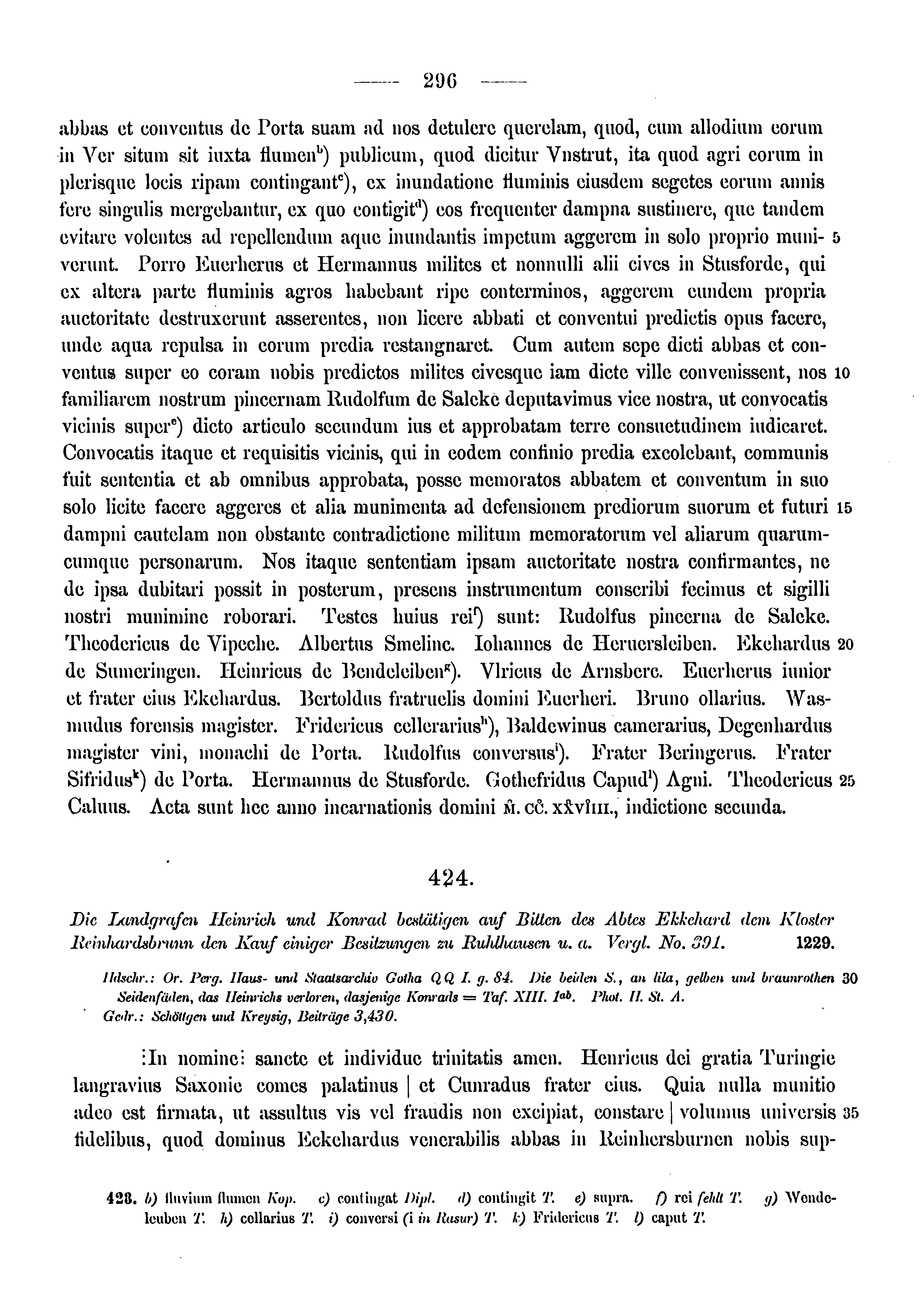 Historische Urkunde Seite 296 aus Band cds1a3