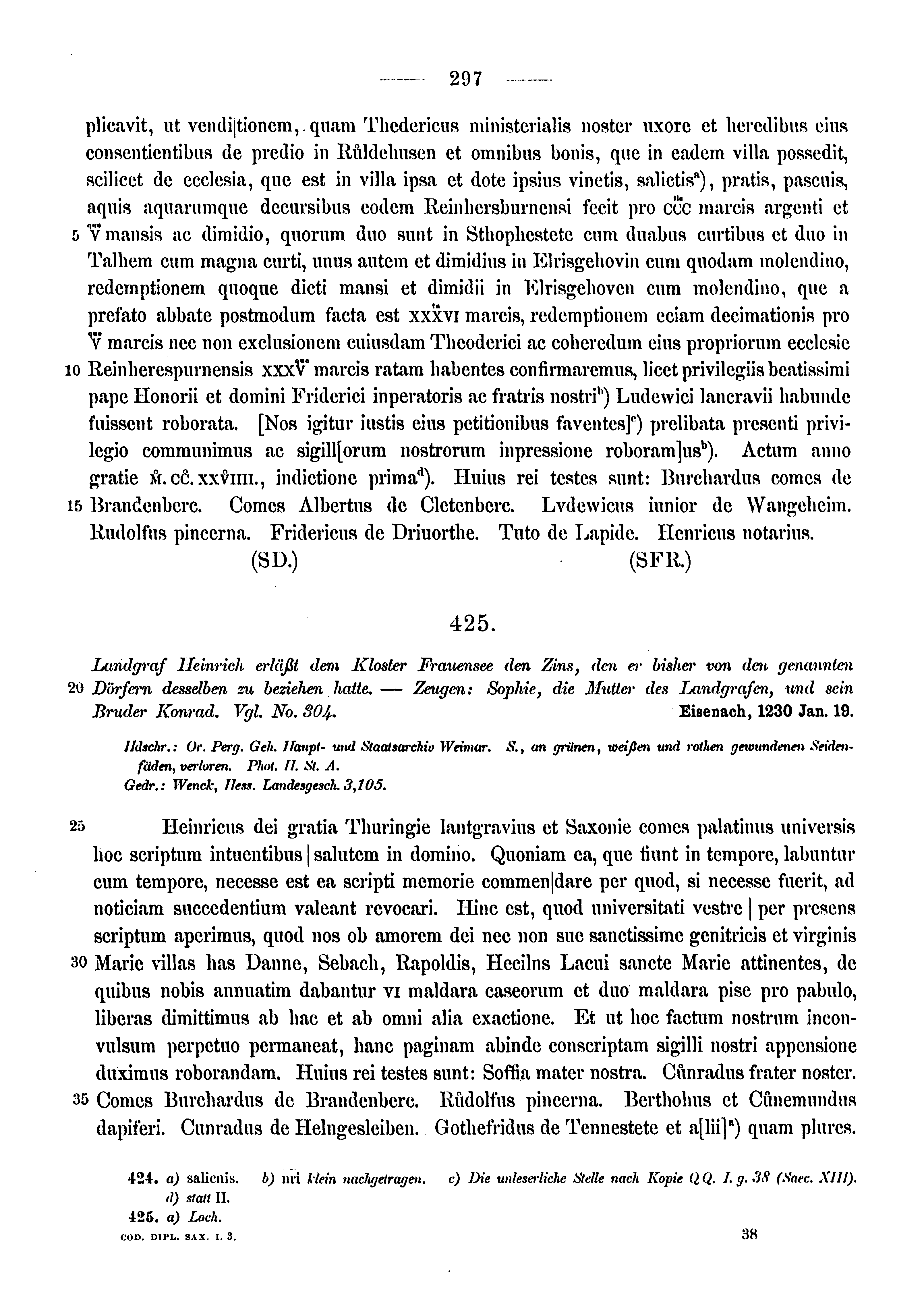 Historische Urkunde Seite 297 aus Band cds1a3