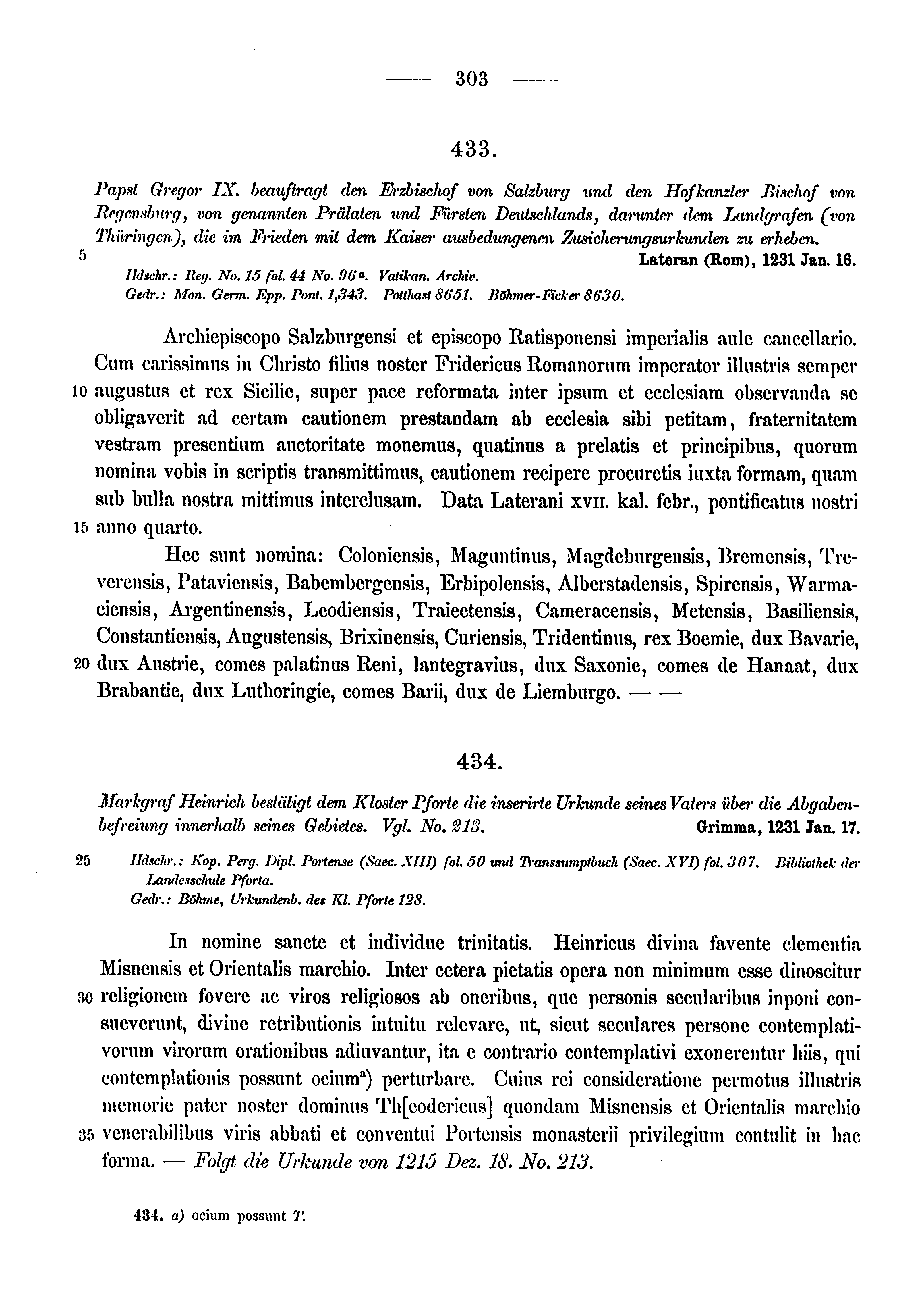 Historische Urkunde Seite 303 aus Band cds1a3