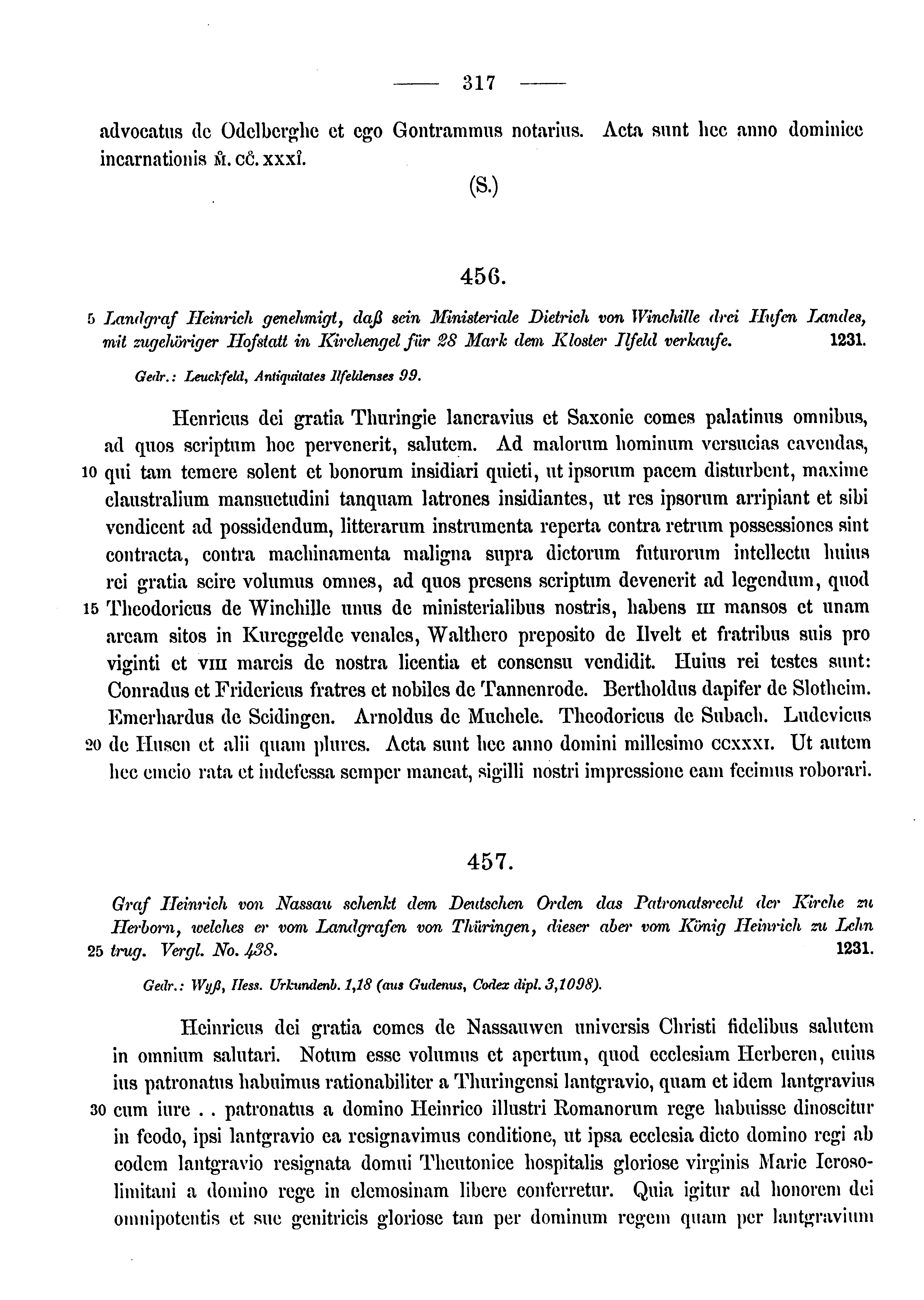 Historische Urkunde Seite 317 aus Band cds1a3