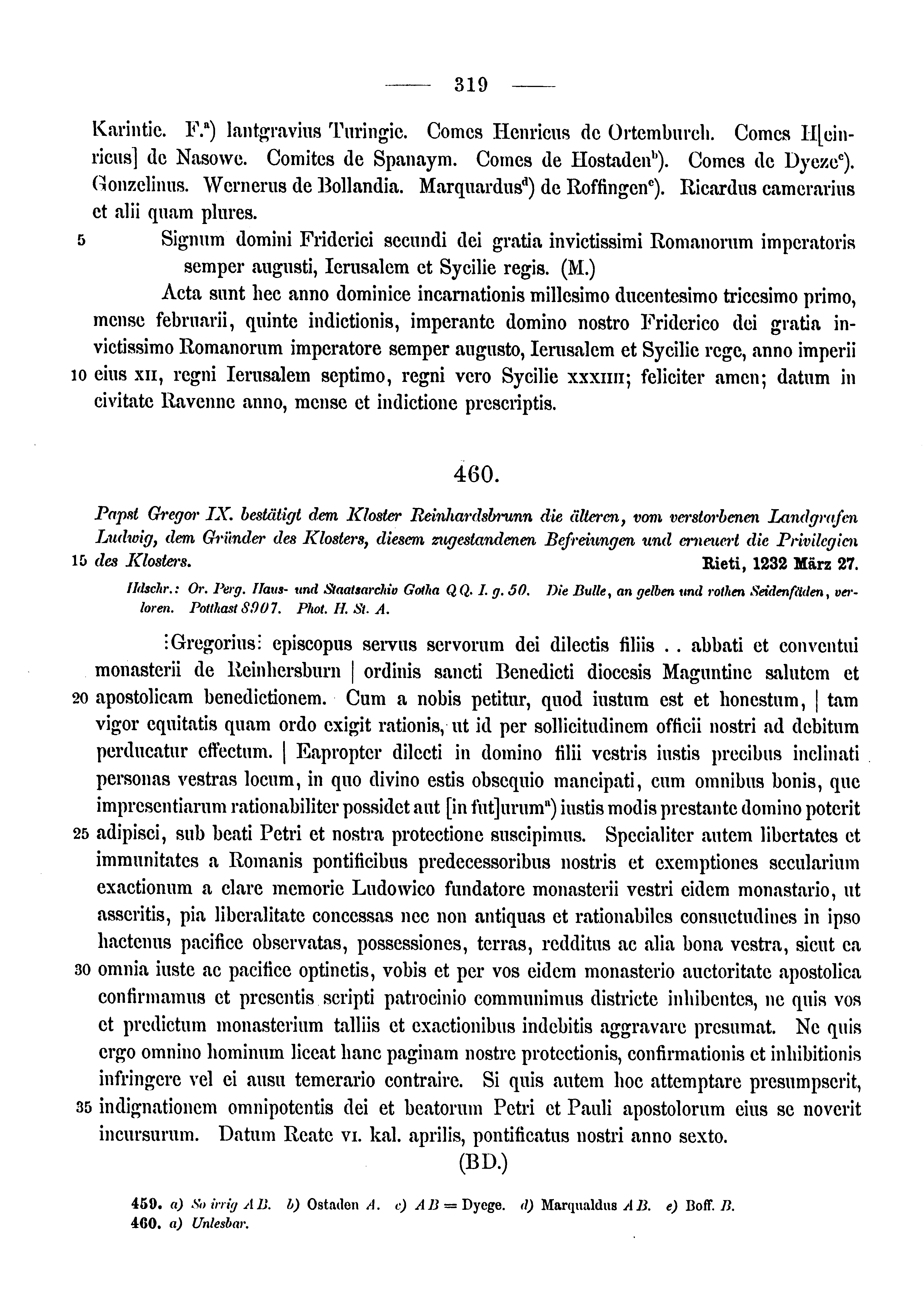 Historische Urkunde Seite 319 aus Band cds1a3