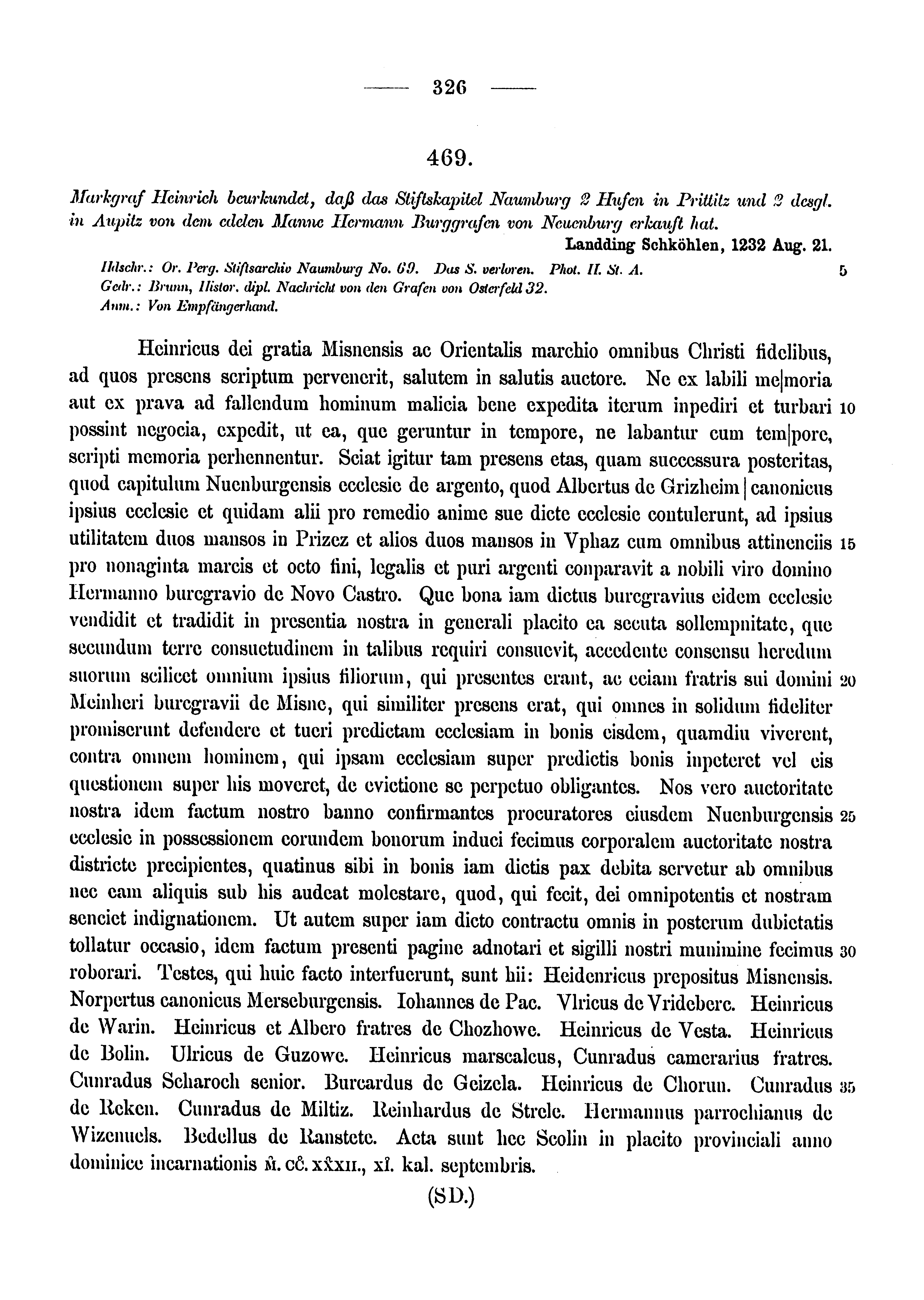 Historische Urkunde Seite 326 aus Band cds1a3