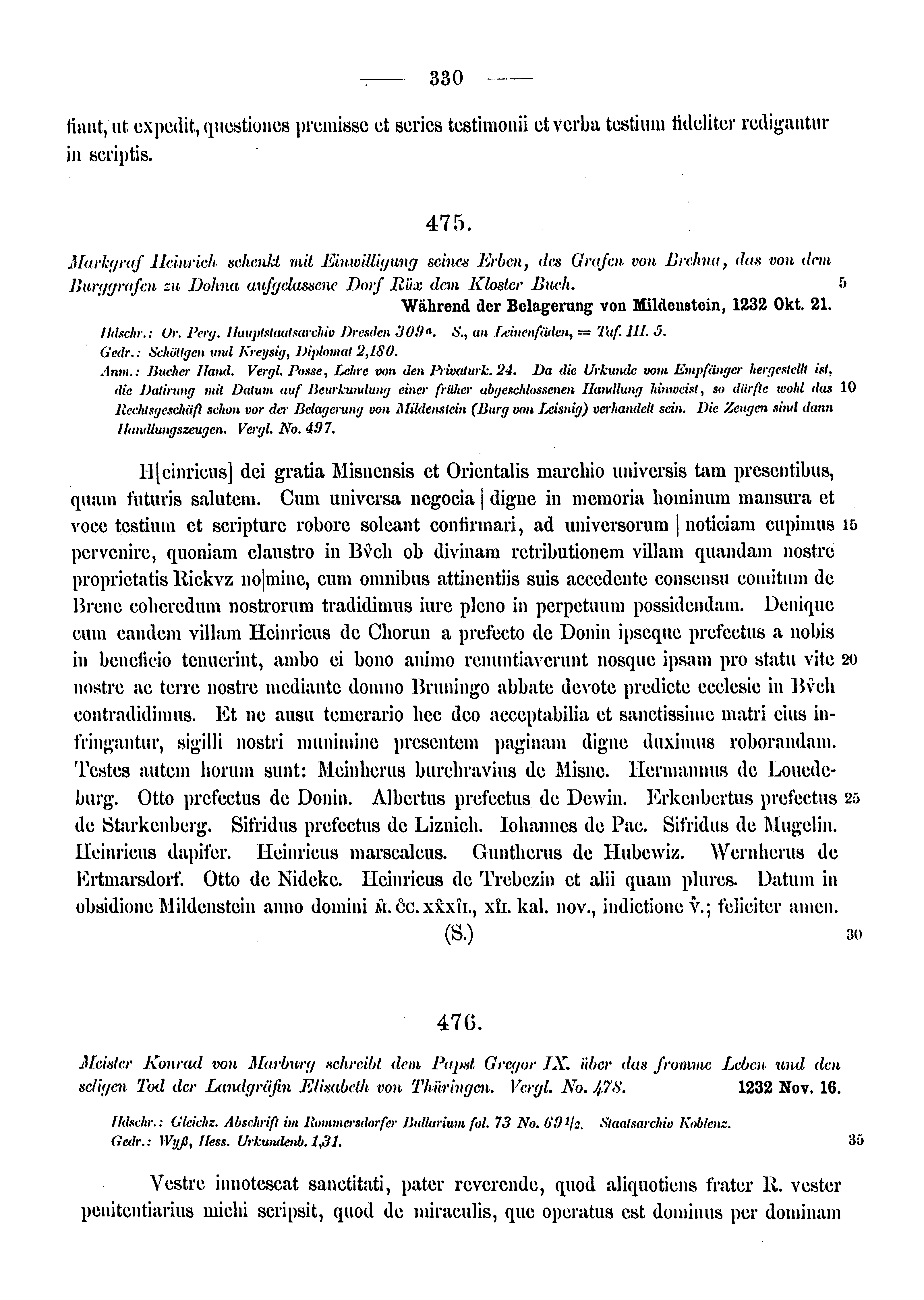 Historische Urkunde Seite 330 aus Band cds1a3