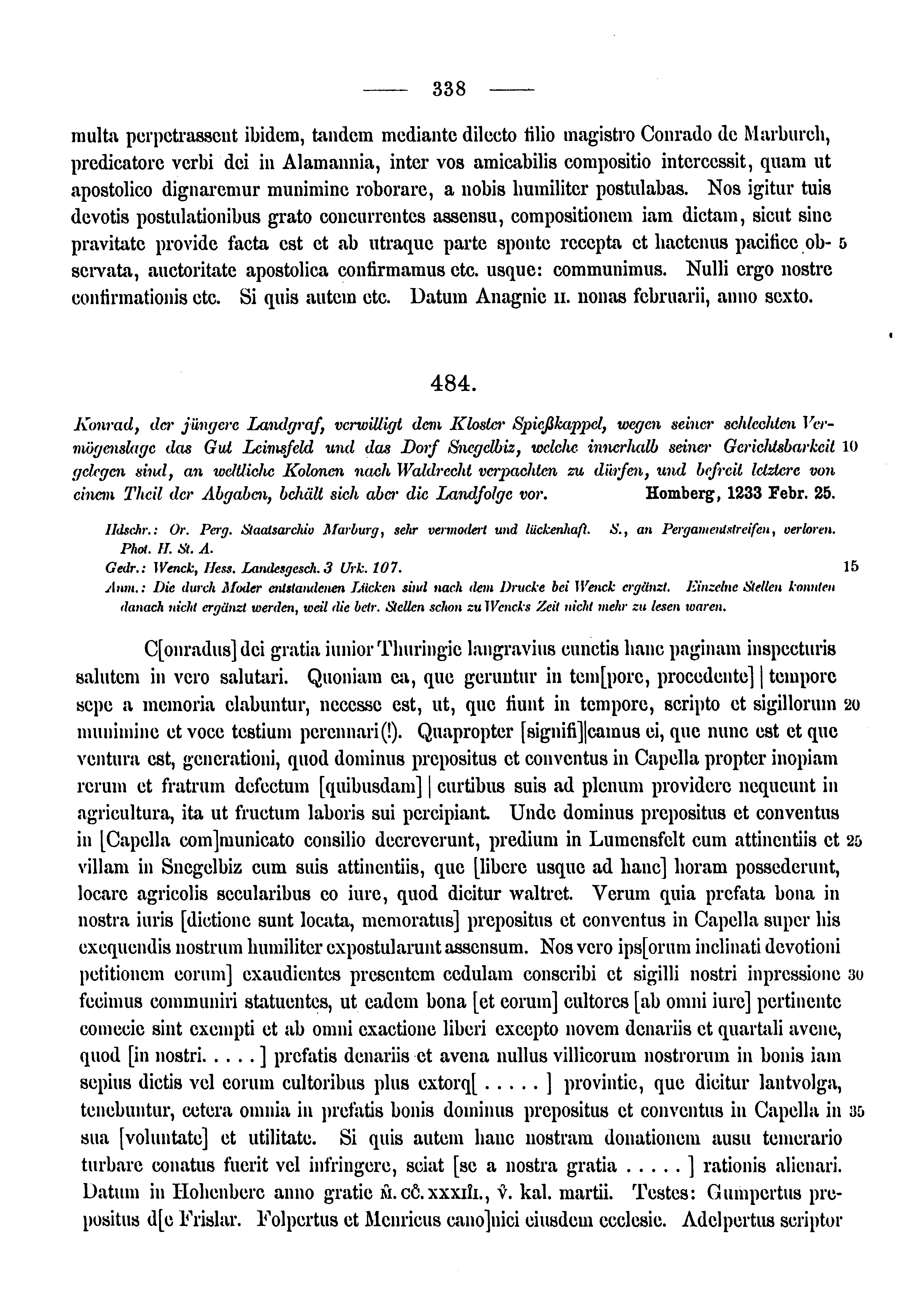 Historische Urkunde Seite 338 aus Band cds1a3