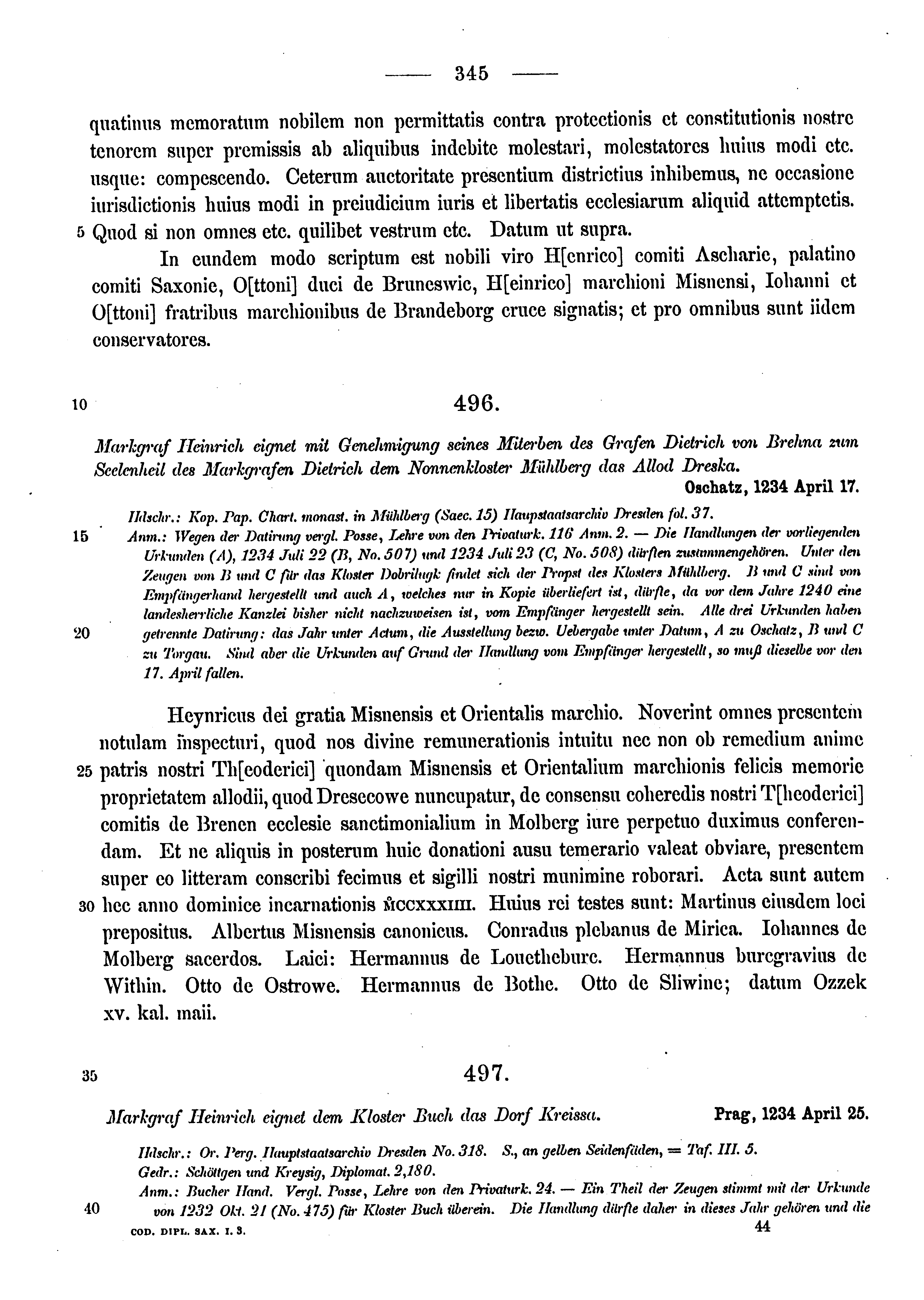 Historische Urkunde Seite 345 aus Band cds1a3