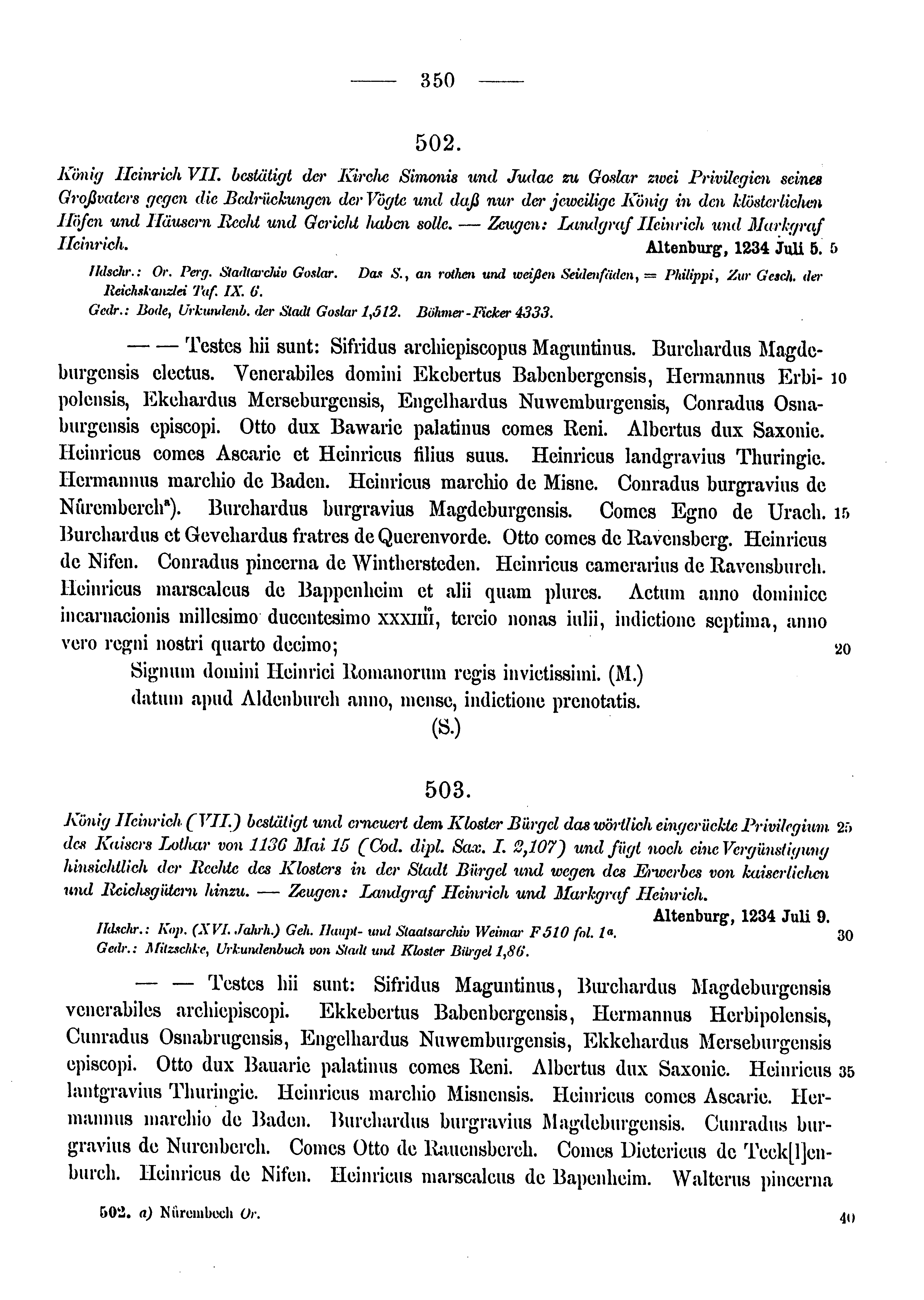 Historische Urkunde Seite 350 aus Band cds1a3