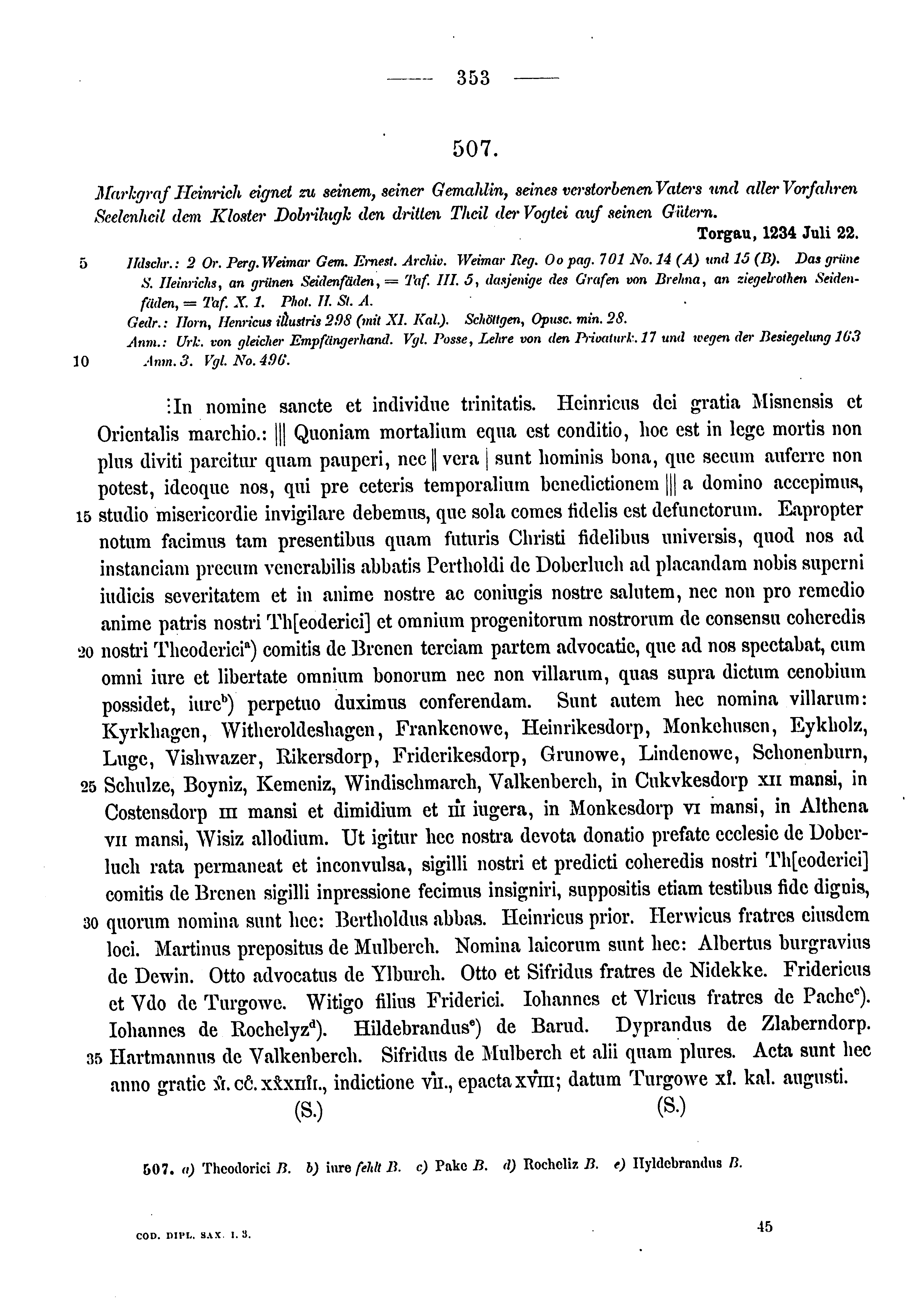 Historische Urkunde Seite 353 aus Band cds1a3