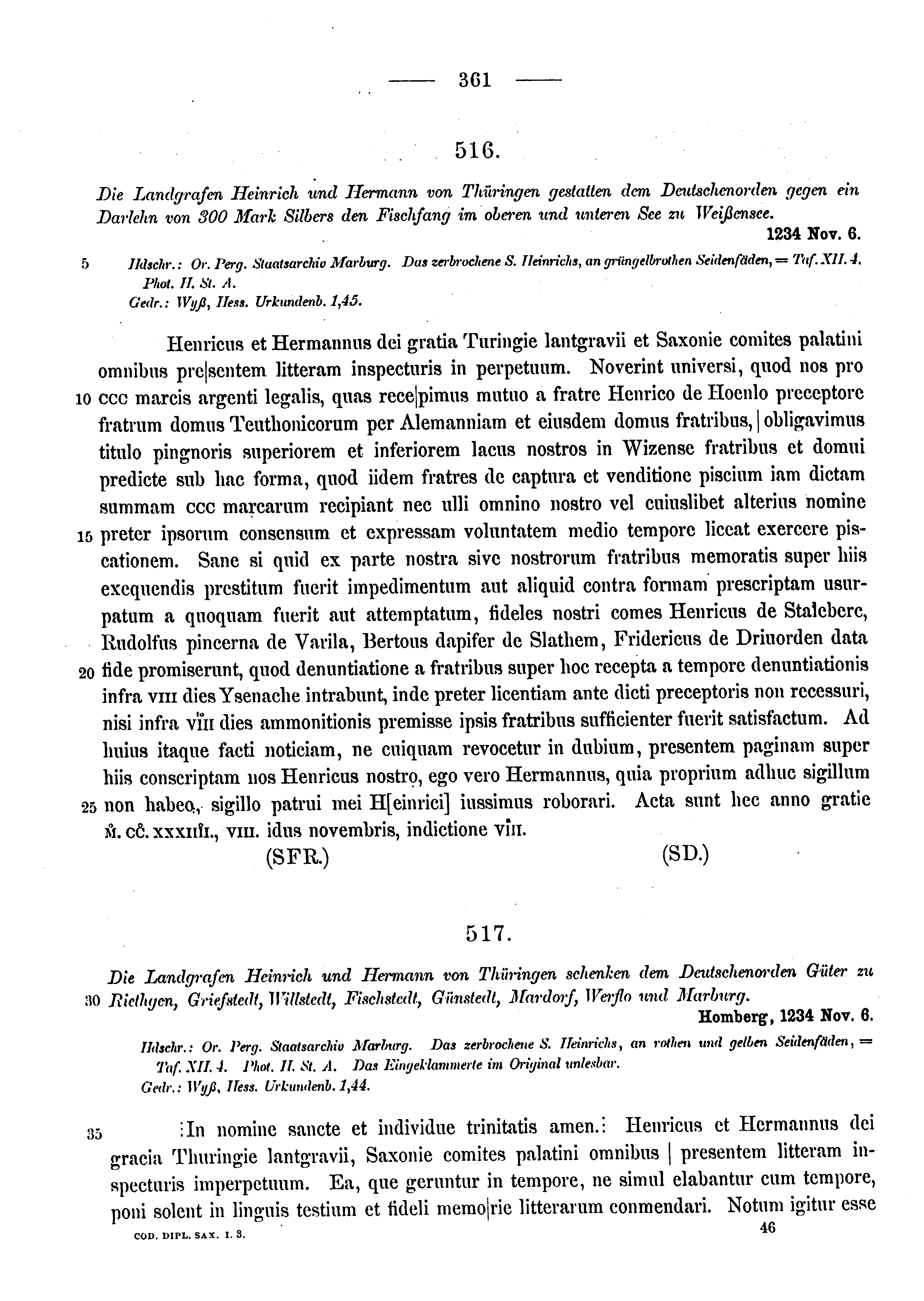 Historische Urkunde Seite 361 aus Band cds1a3