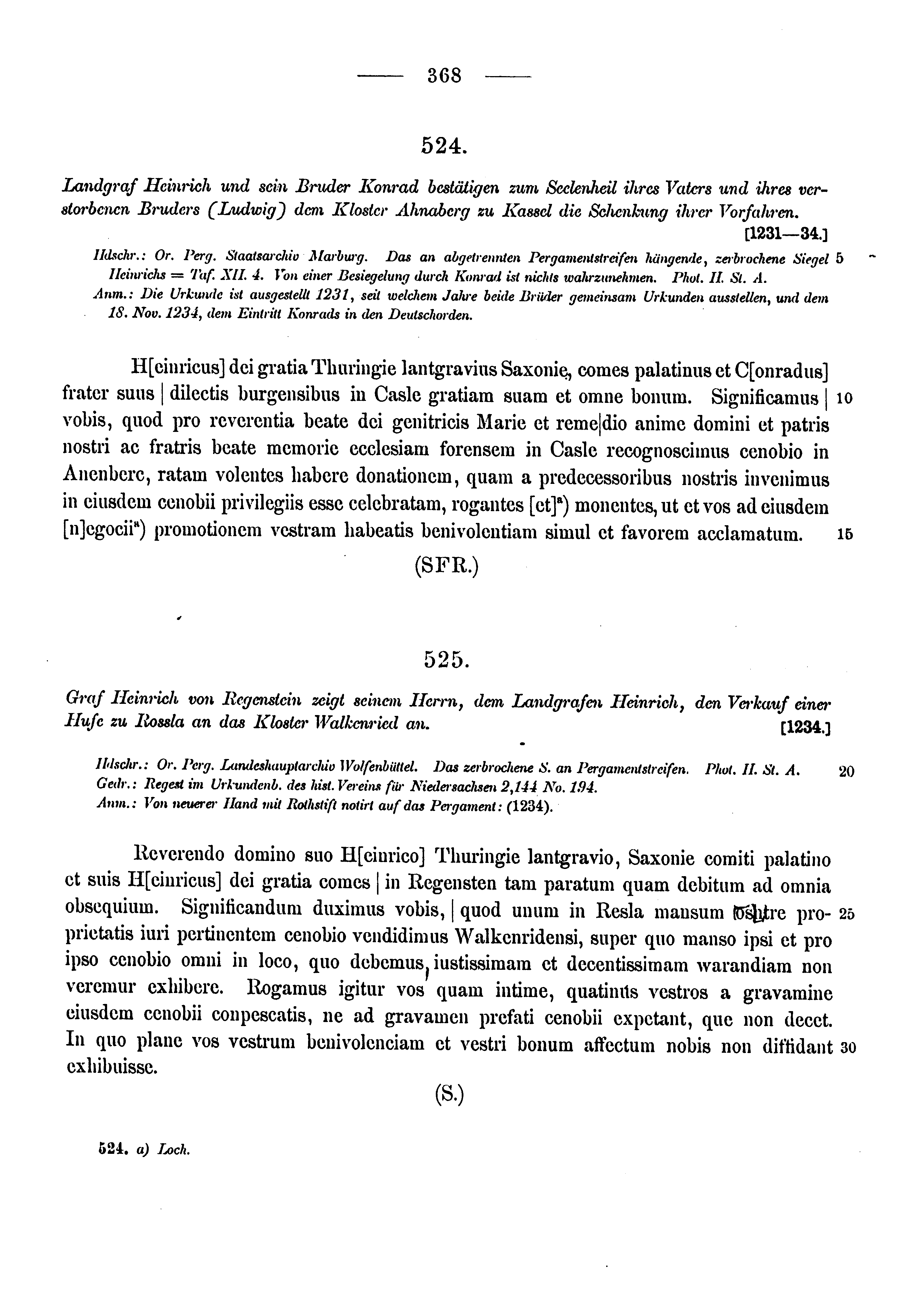 Historische Urkunde Seite 368 aus Band cds1a3