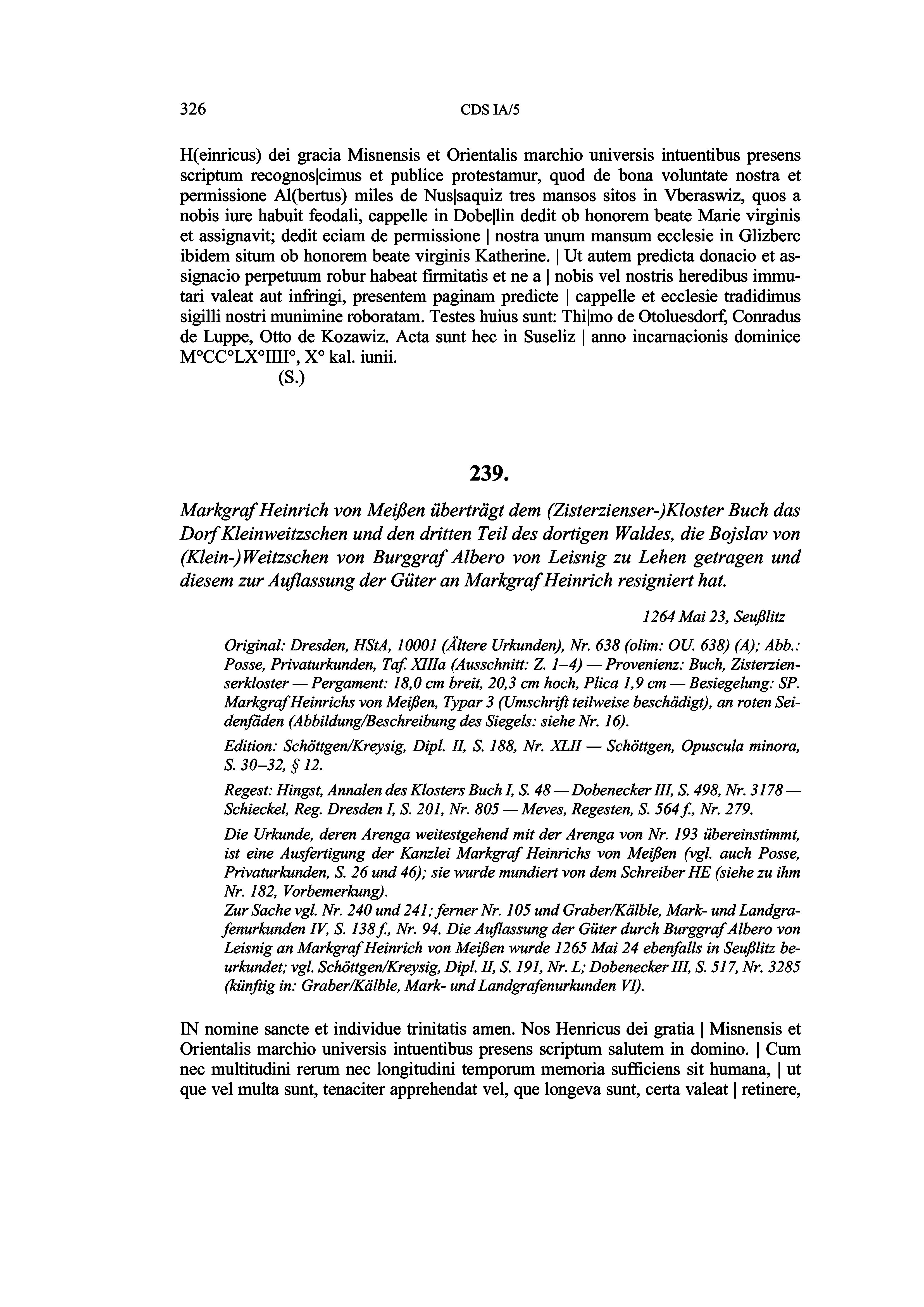 Historische Urkunde Seite 326 aus Band cds1a5