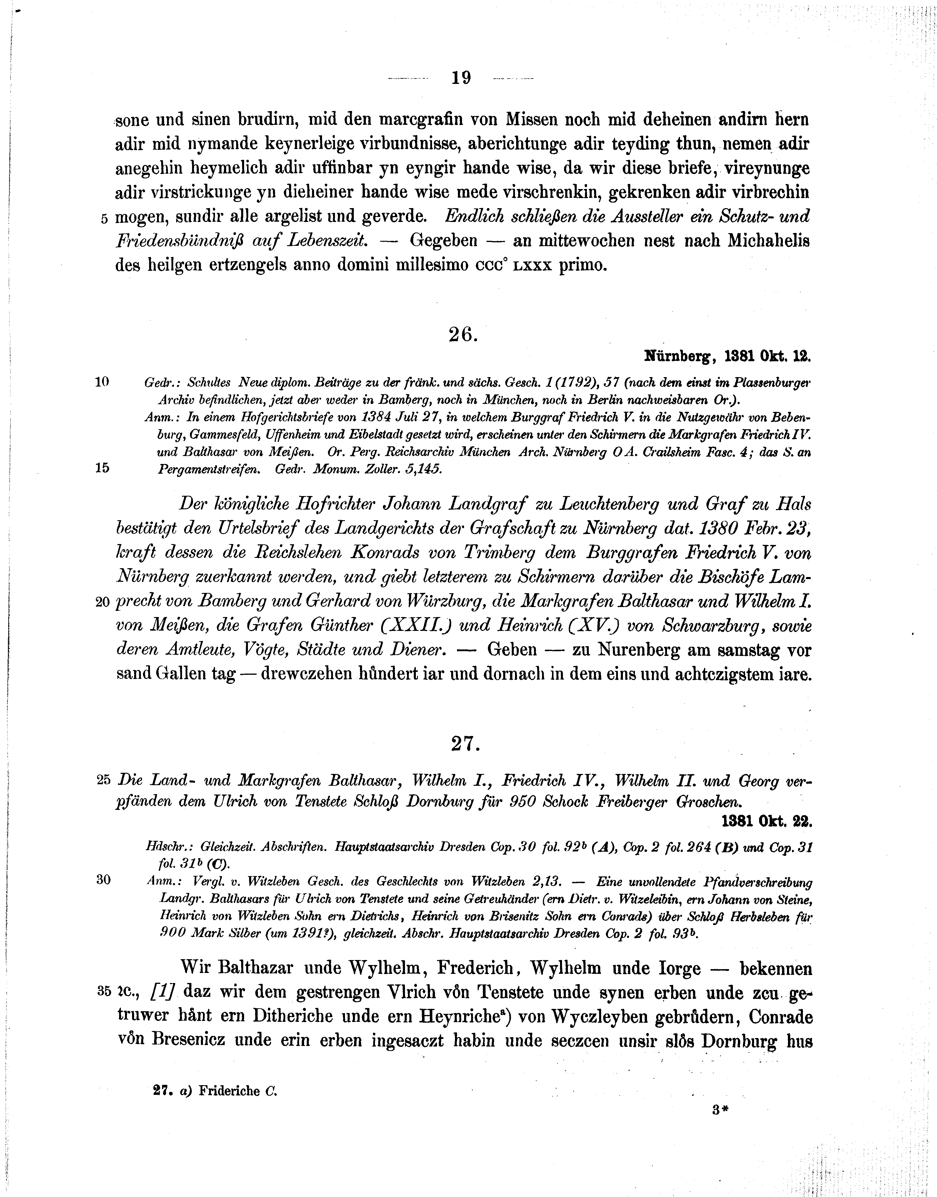 Historische Urkunde Seite 19 aus Band cds1b1
