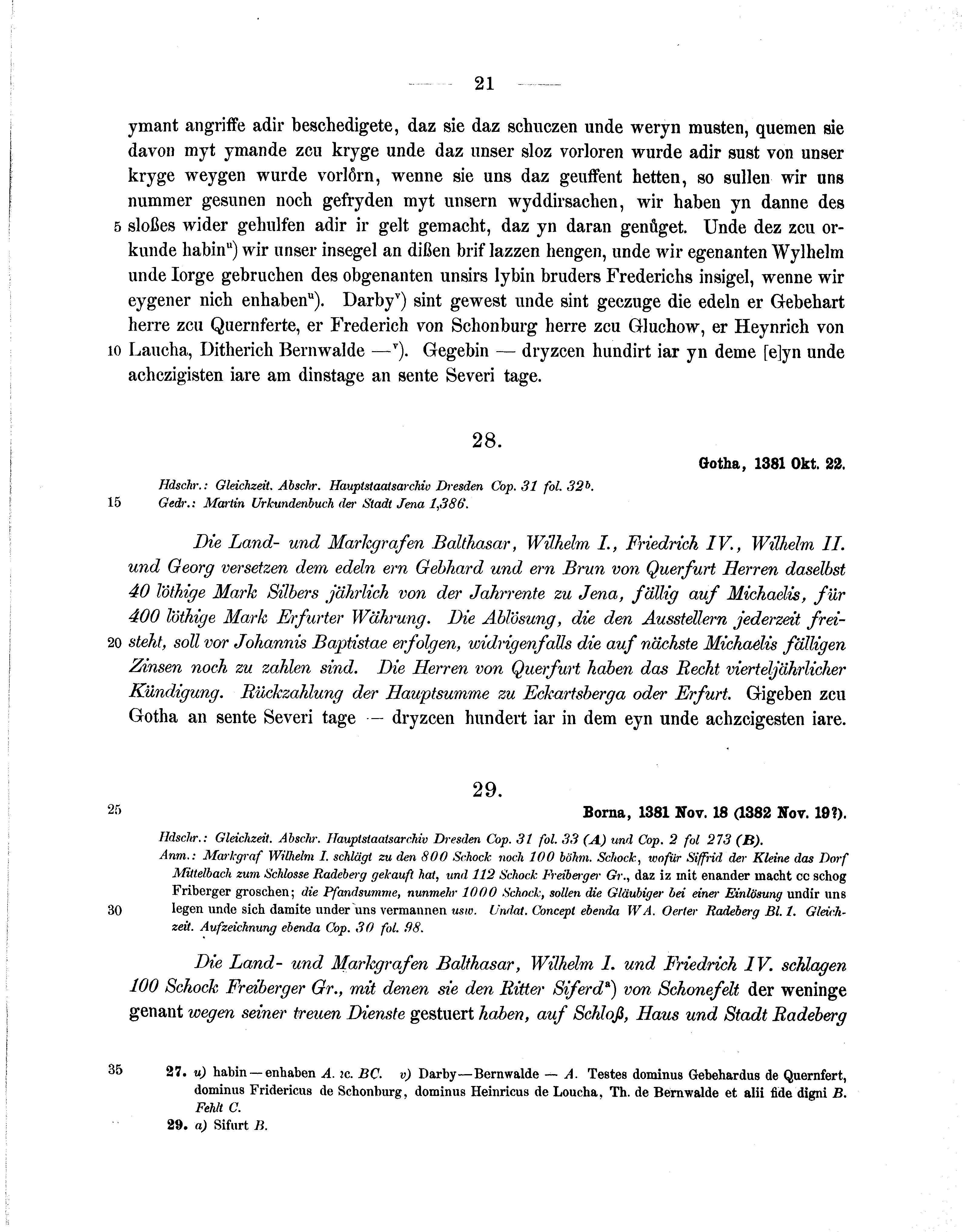 Historische Urkunde Seite 21 aus Band cds1b1