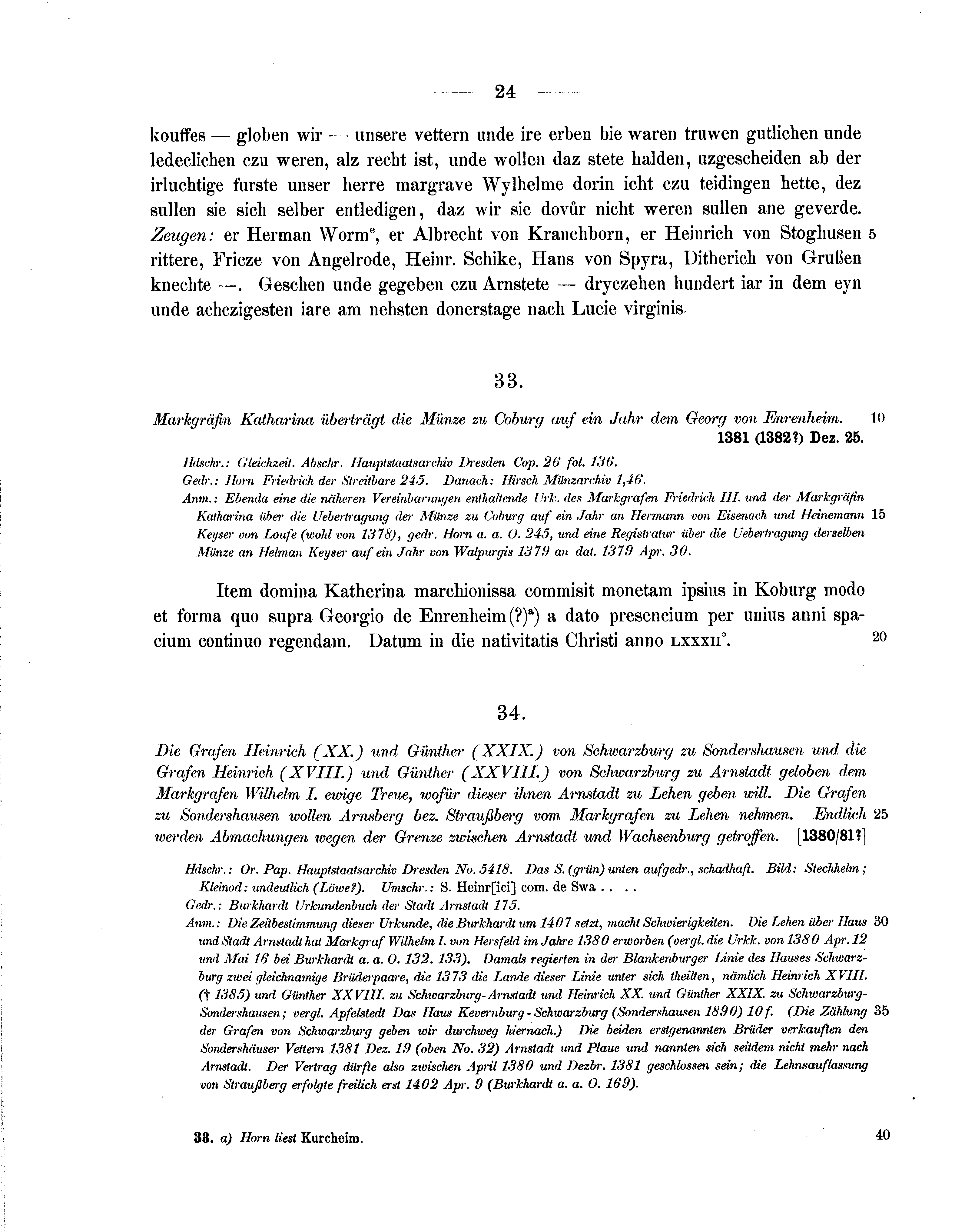 Historische Urkunde Seite 24 aus Band cds1b1