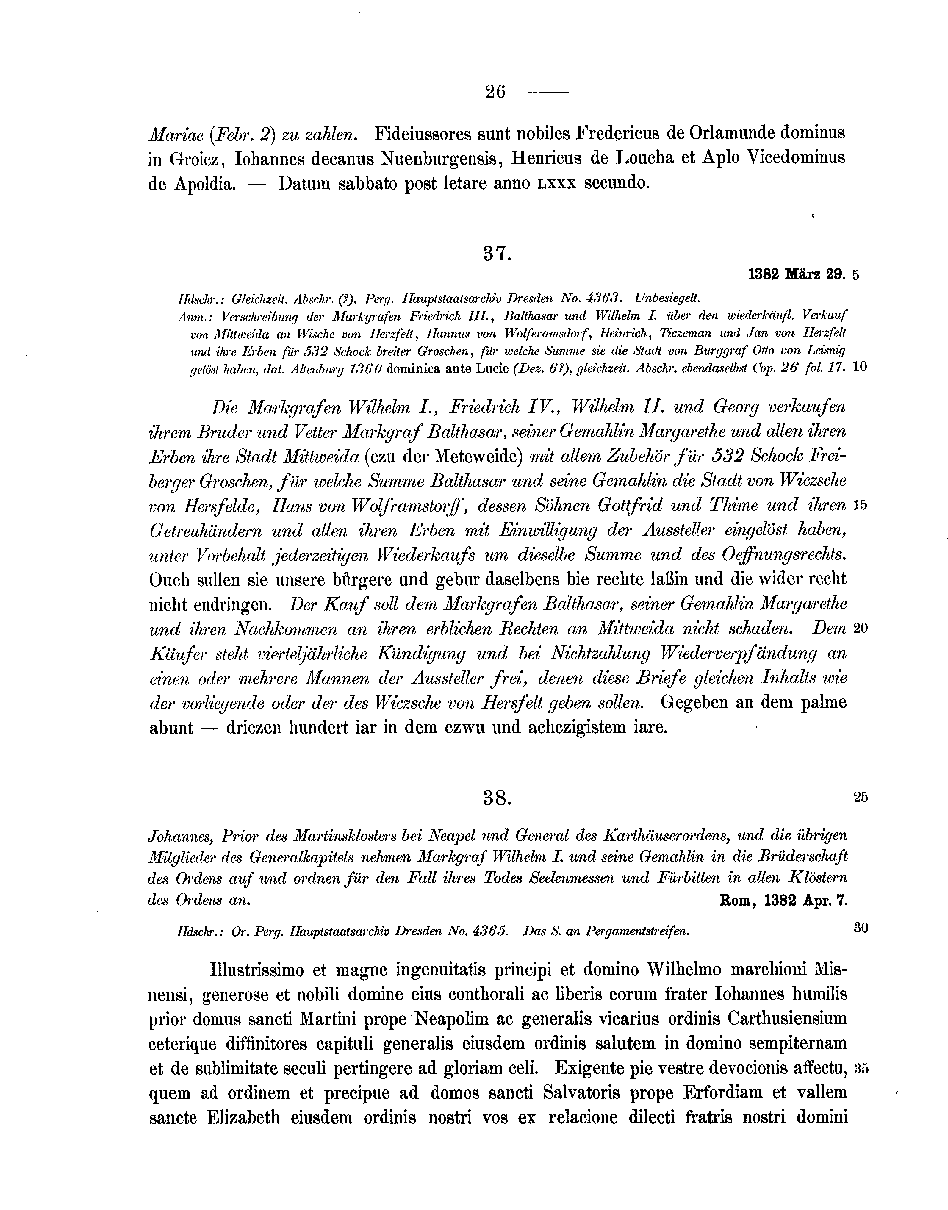 Historische Urkunde Seite 26 aus Band cds1b1