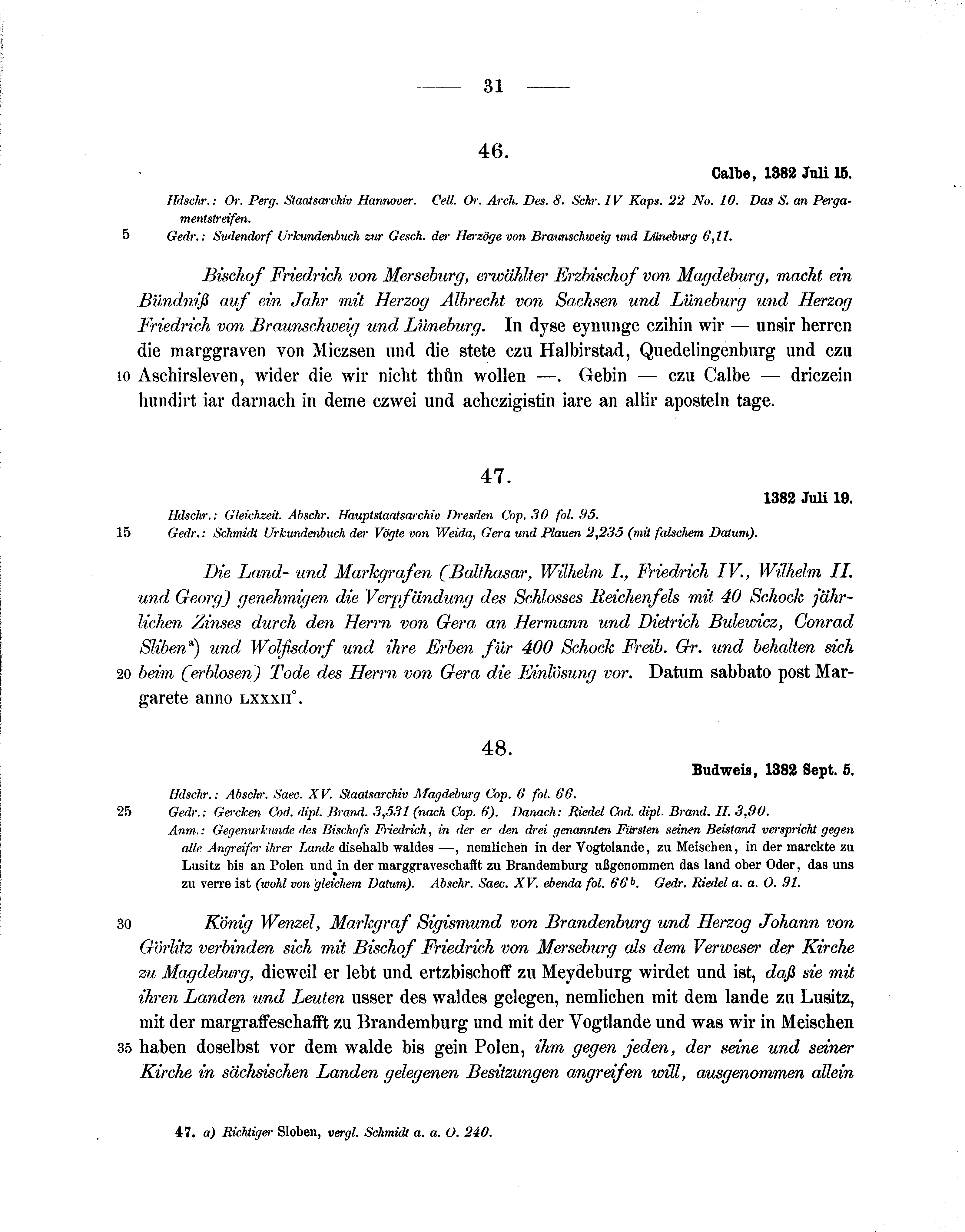 Historische Urkunde Seite 31 aus Band cds1b1