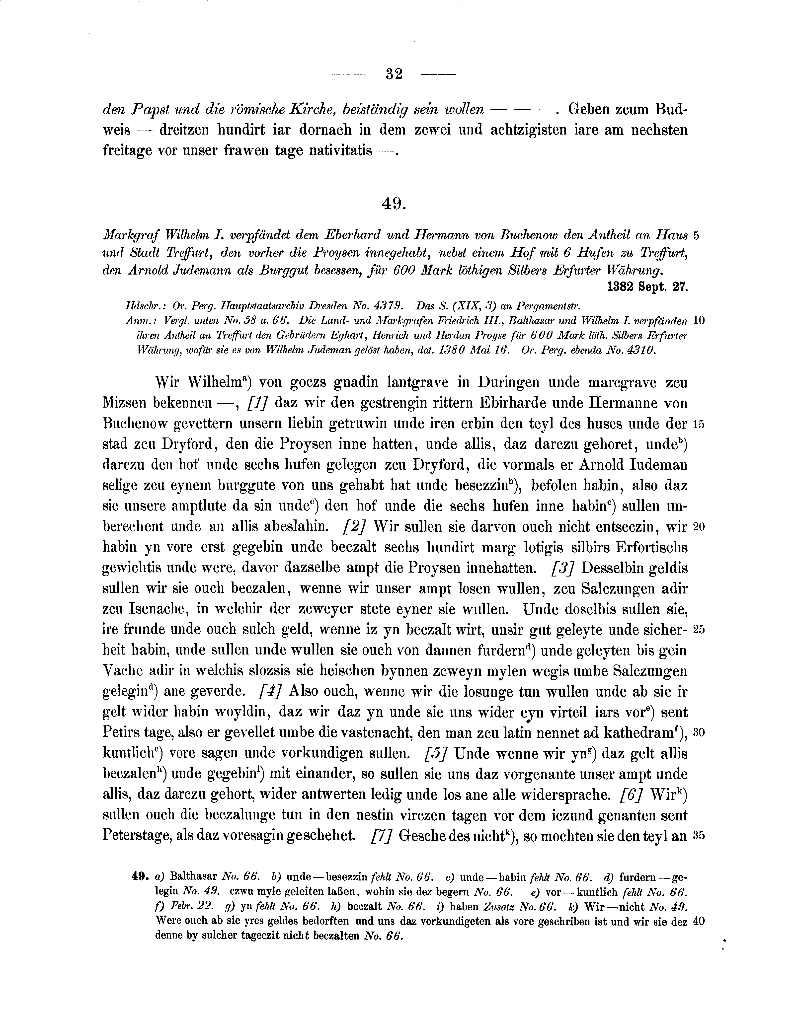 Historische Urkunde Seite 32 aus Band cds1b1