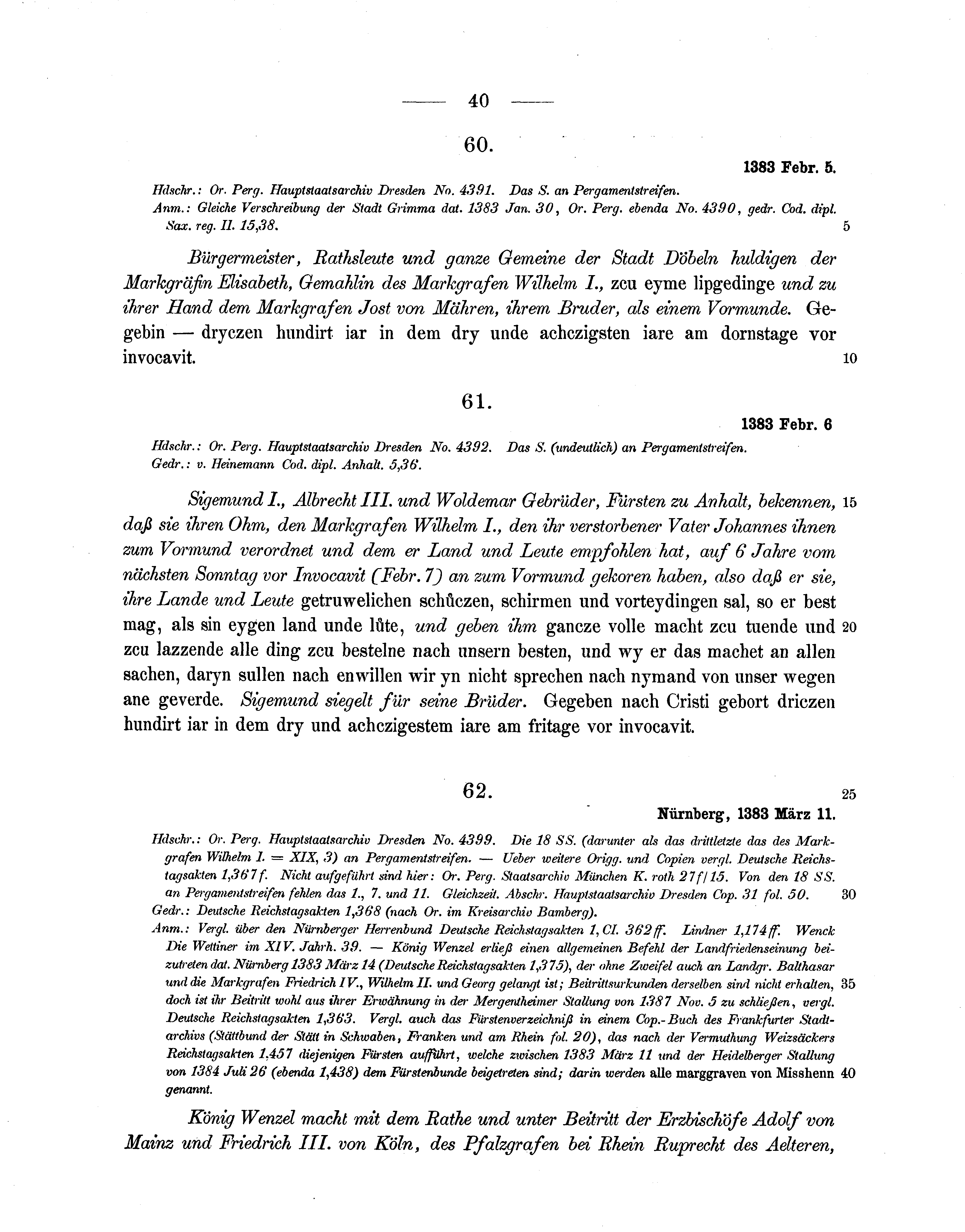 Historische Urkunde Seite 40 aus Band cds1b1