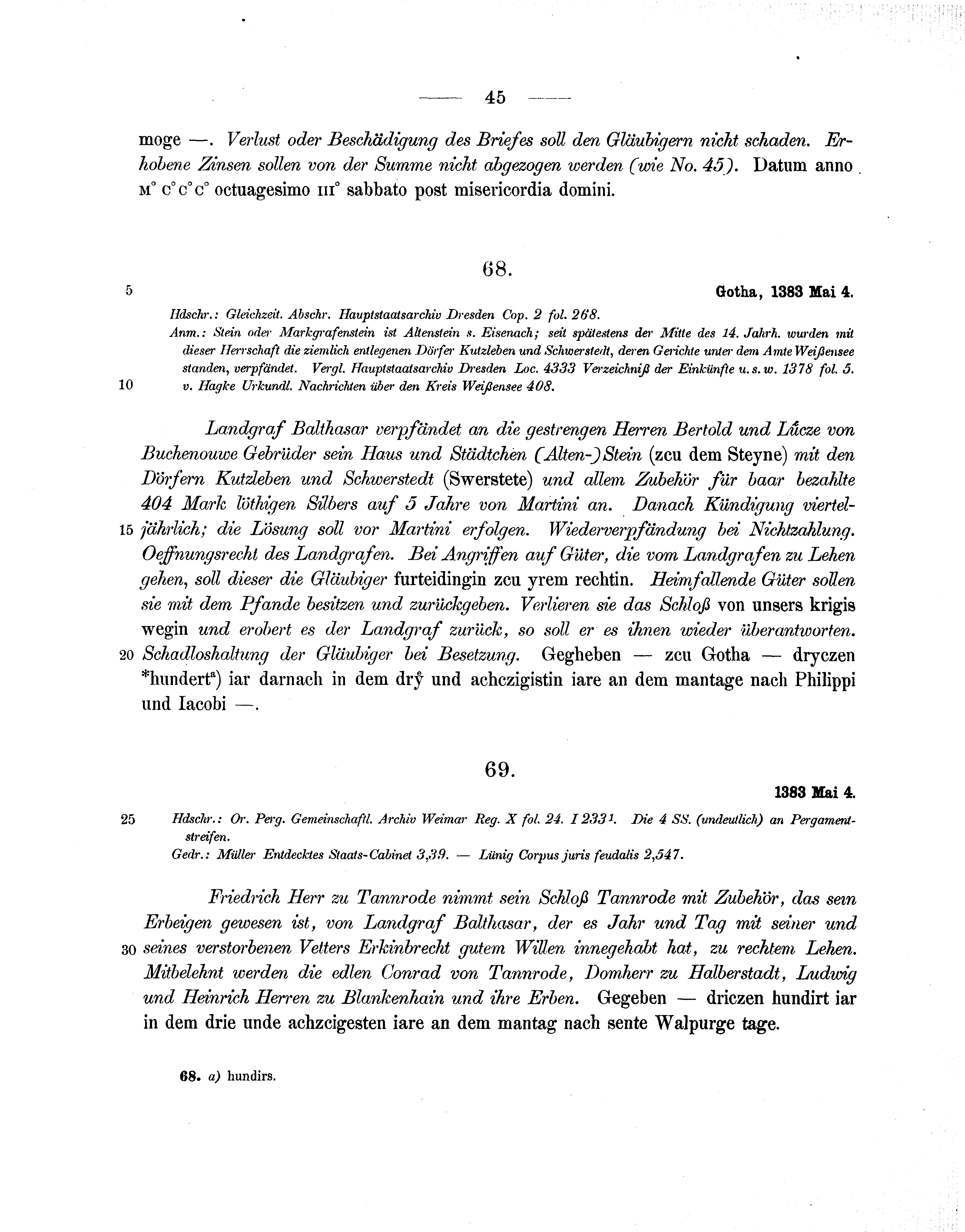 Historische Urkunde Seite 45 aus Band cds1b1